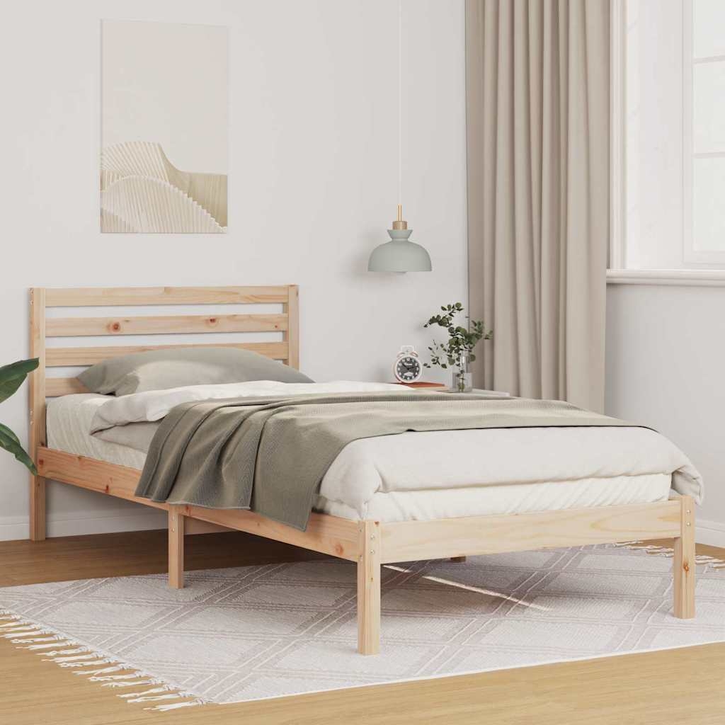 Bettgestell mit Kopfteil Braun 80 x 210 cm Massivkiefer