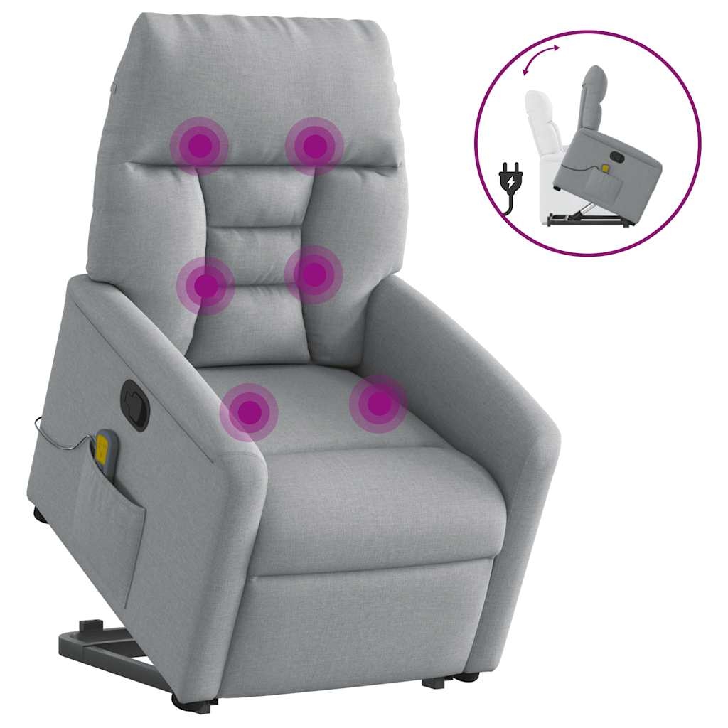 Massagesessel mit Aufstehhilfe Hellgrau Stoff