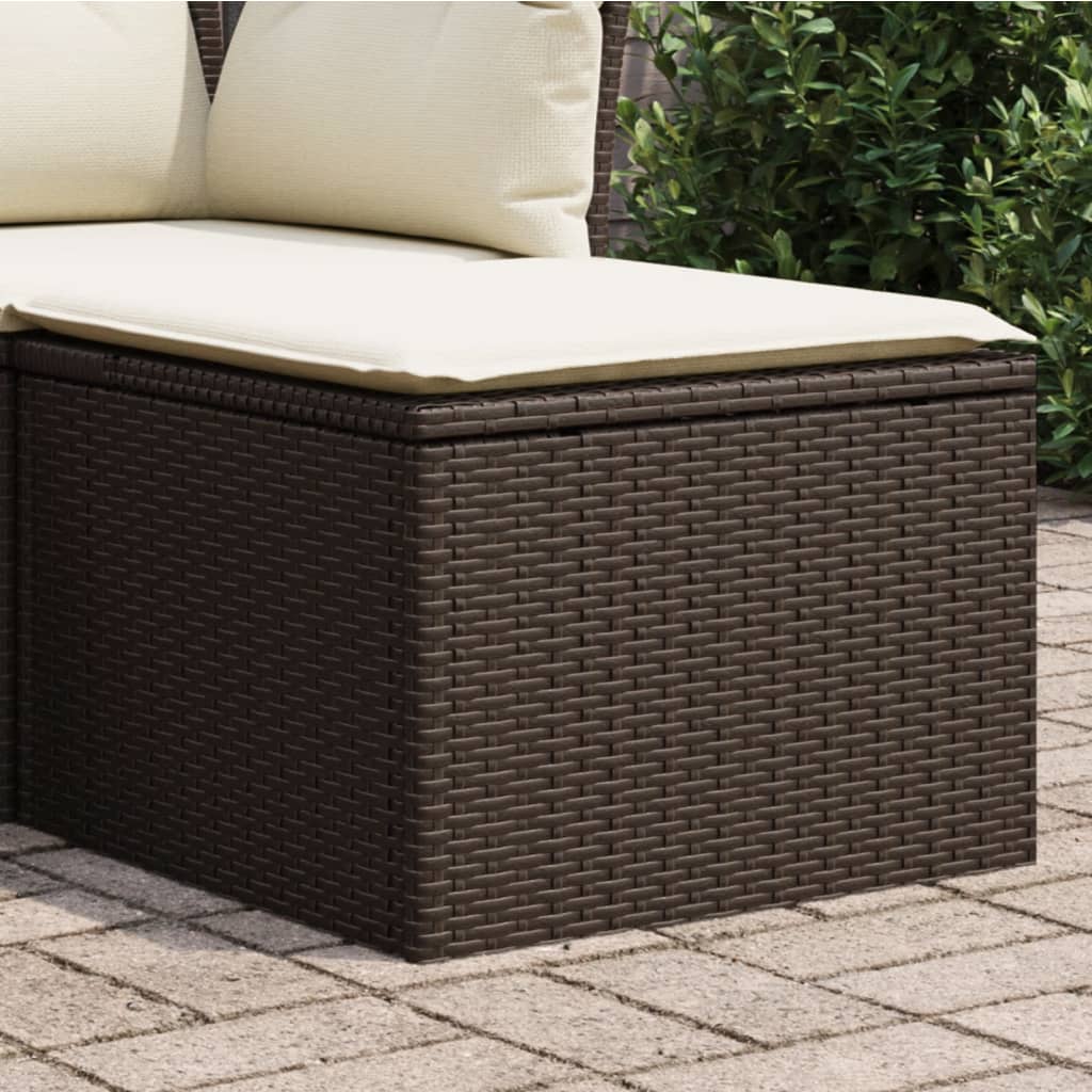 Gartenhocker mit Kissen Braun 55x55x37 cm Poly Rattan Gartenhocker mit Kissen Braun 55x55x37 cm Poly Rattan
