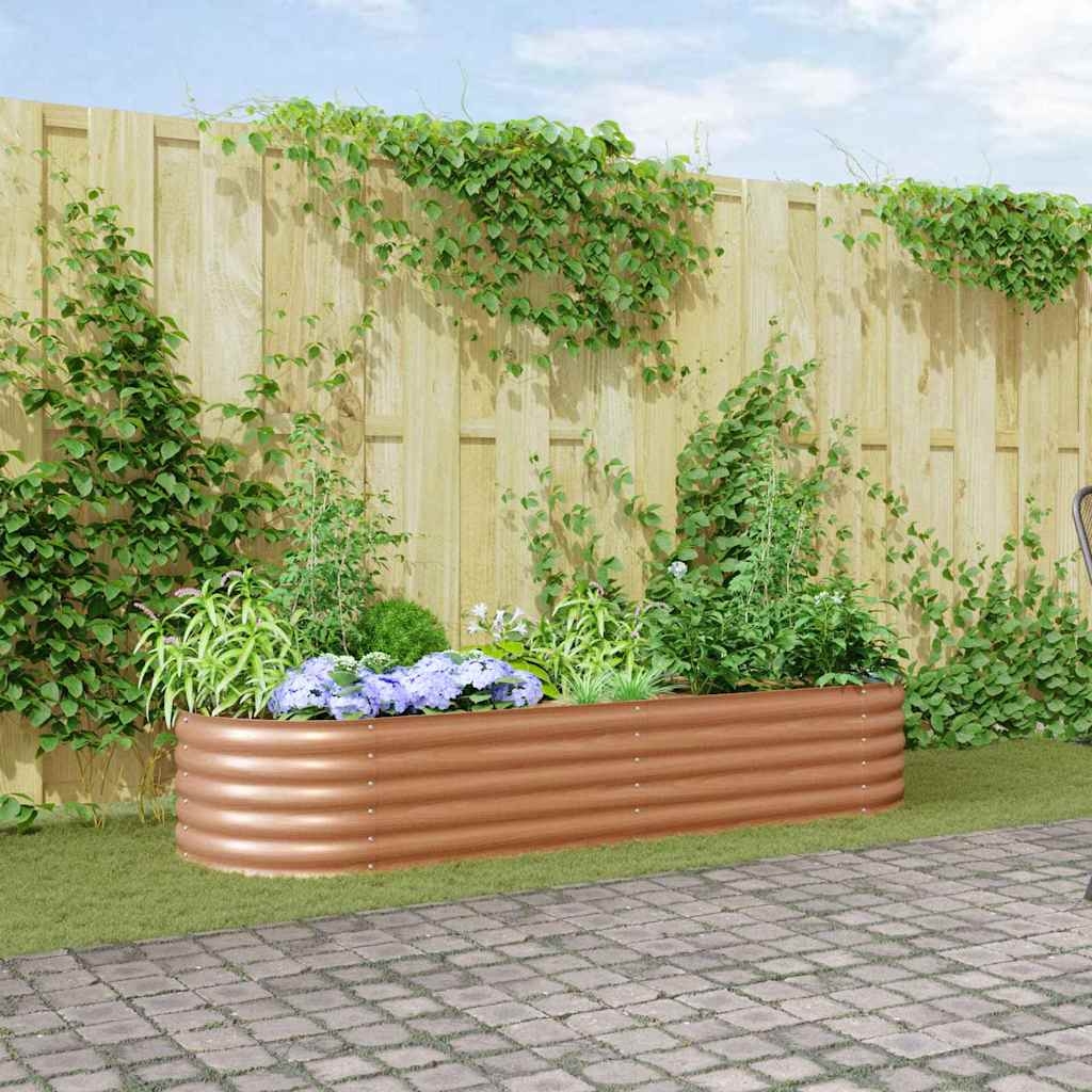 Hochbeet Braun mit Holzlook 240x80x44 cm Stahl