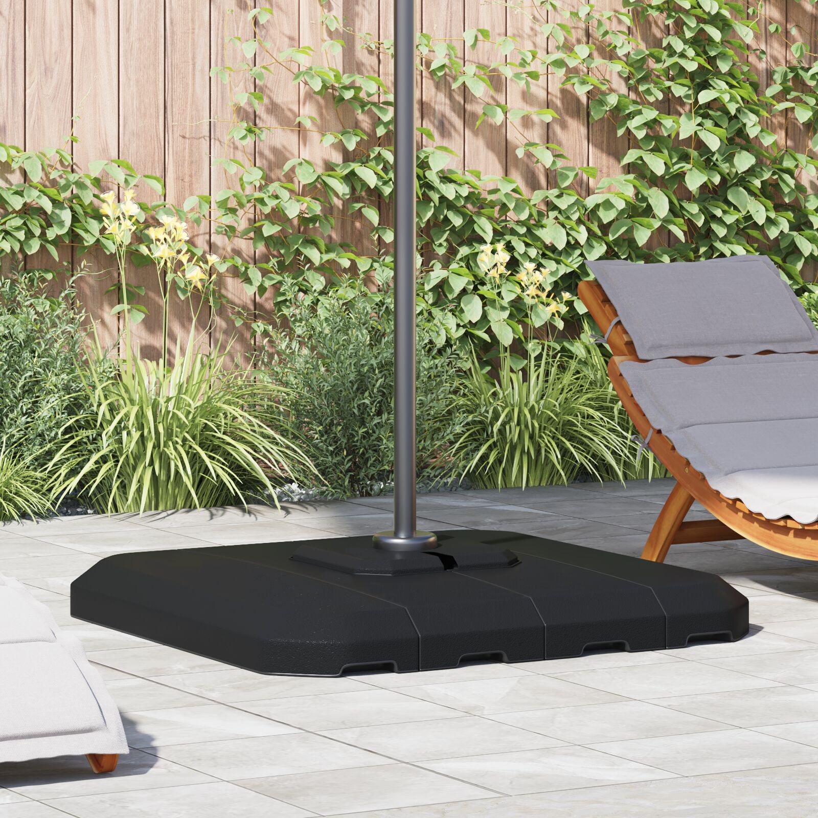 4-teiliges Standfuß-Set für Sonnenschirme mit 130 kg Sand oder 90 kg Wasser