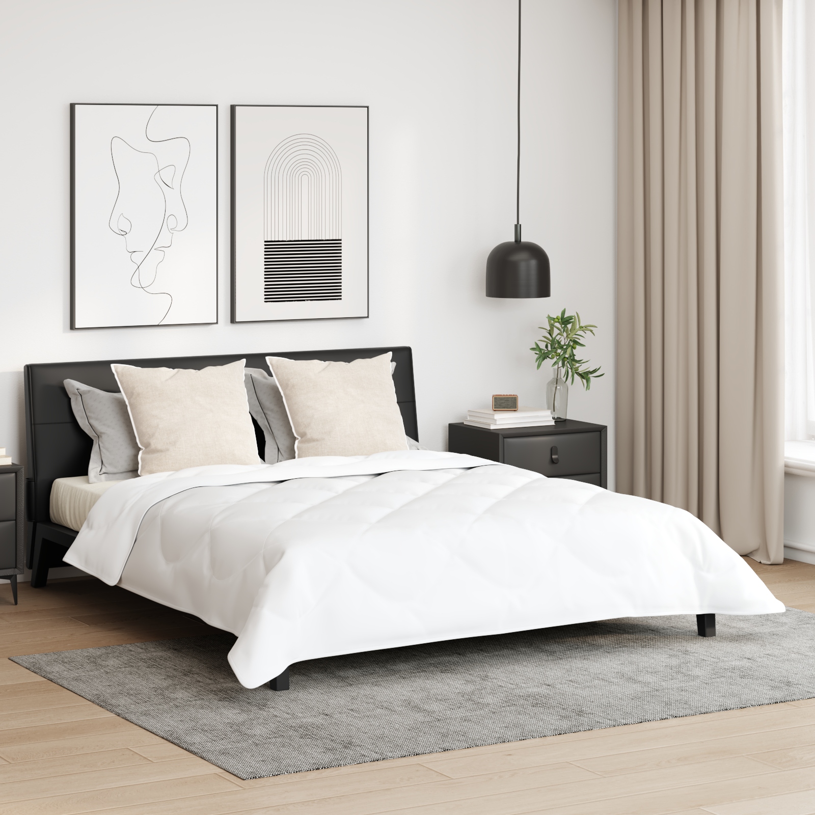 Winterbettdecke mit Kissen 3 pcs Weiß 200 x 220 cm Mikrofaser