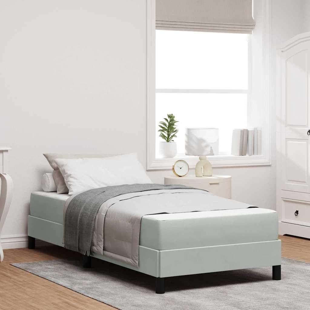 Boxspringbett mit Matratze Hellgrau 90 x 190 cm Samt