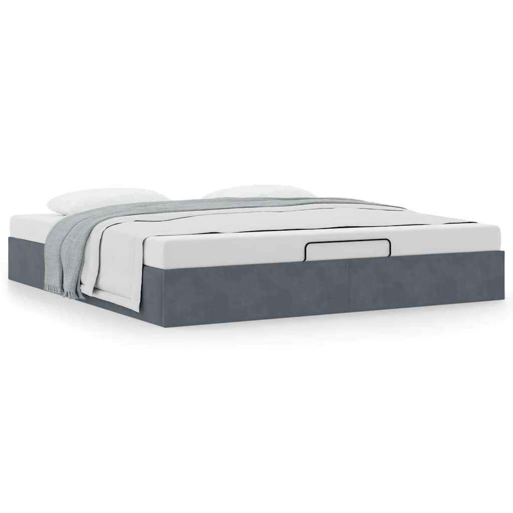 Ottoman-Bett ohne Matratze Dunkelgrau 160x200 cm Samt