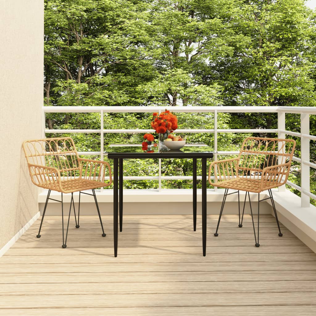 3-tlg. Garten-Essgruppe Poly Rattan 3-tlg. Garten-Essgruppe Poly Rattan