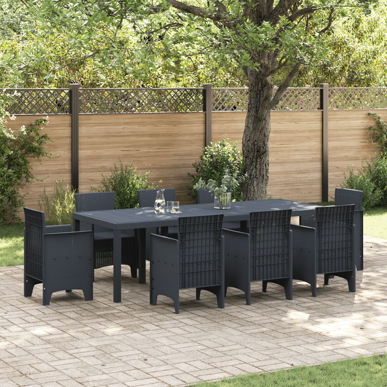 vidaXL Gartentisch Anthrazit 250x100x73 cm Poly Rattan