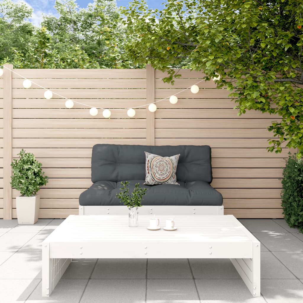 2-tlg. Garten-Lounge-Set mit Kissen Weiß Massivholz 2-tlg. Garten-Lounge-Set mit Kissen Weiß Massivholz