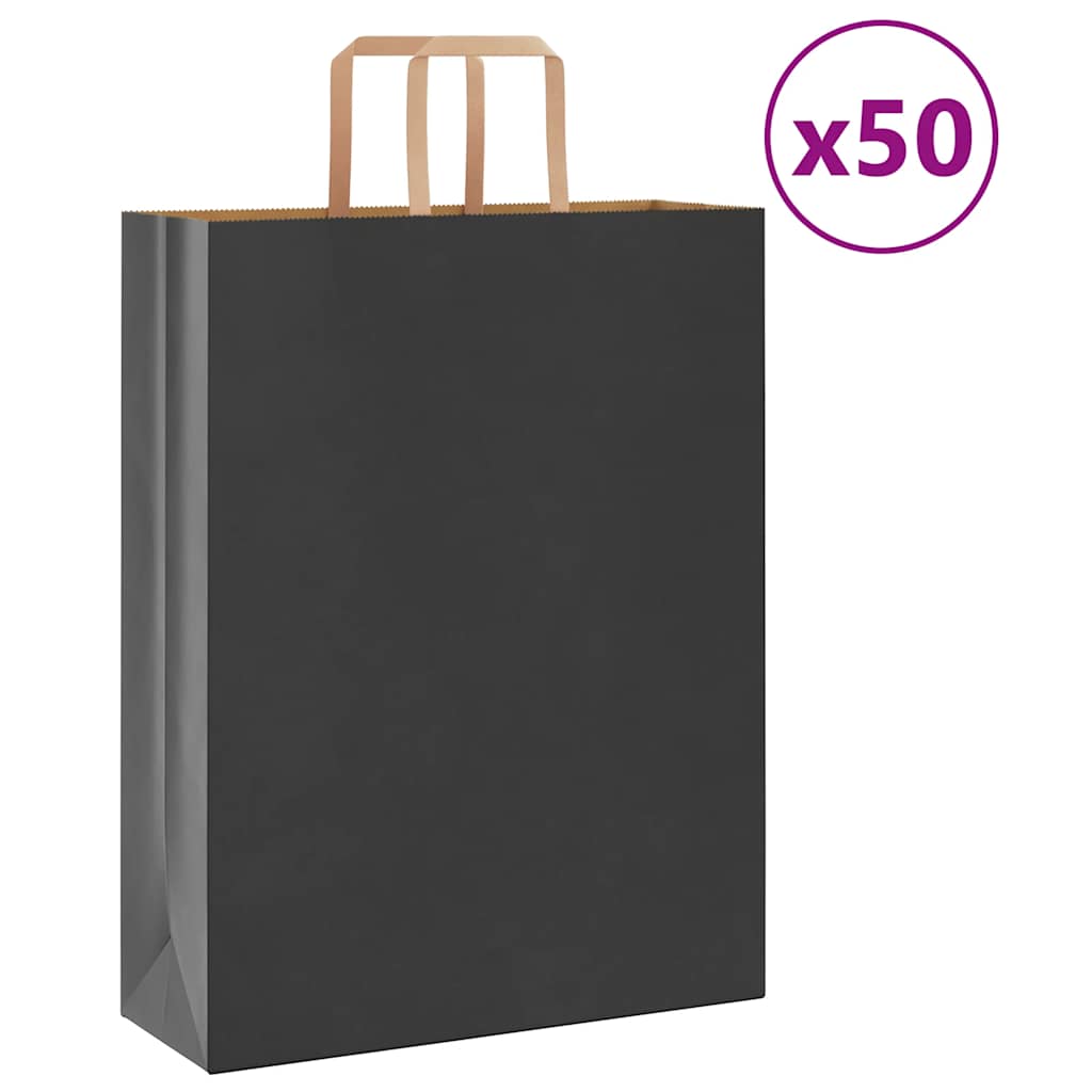 Papiertragetaschen 50 Stk. mit Henkeln Schwarz 32x12x42 cm Papiertragetaschen 50 Stk. mit Henkeln Schwarz 32x12x42 cm