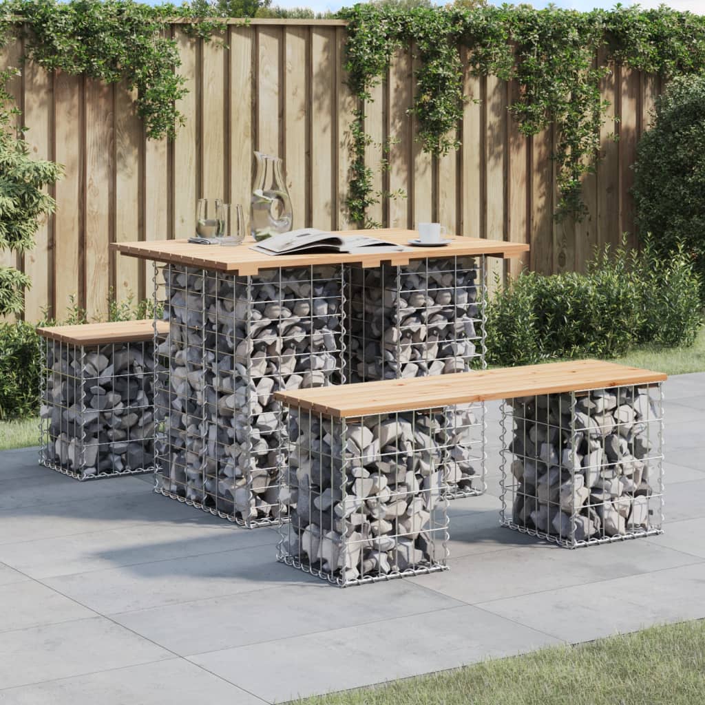 Gartenbank aus Gabionen 100x70x72 cm Massivholz Kiefer Gartenbank aus Gabionen 100x70x72 cm Massivholz Kiefer
