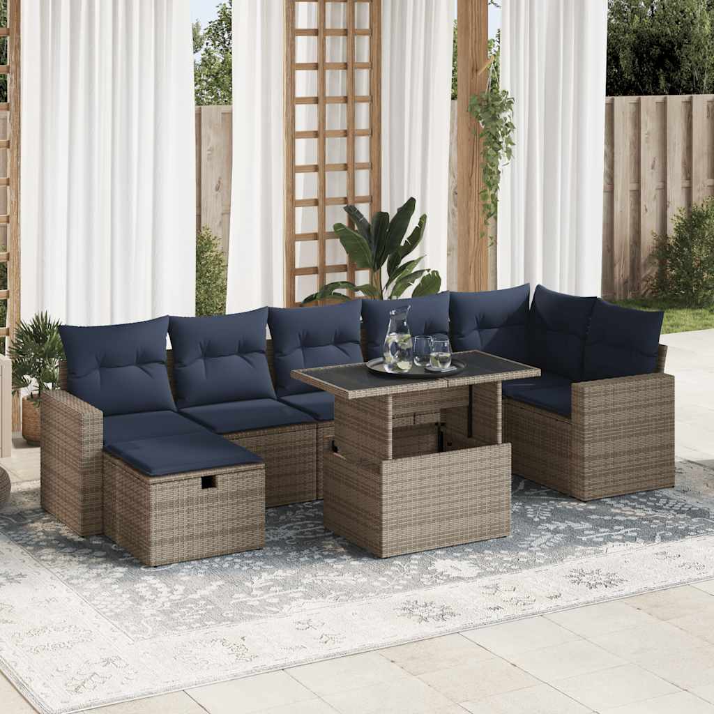 8-tlg. Garten-Sofagarnitur mit Kissen Braun Poly Rattan Akazie 8-tlg. Garten-Sofagarnitur mit Kissen Braun Poly Rattan Akazie