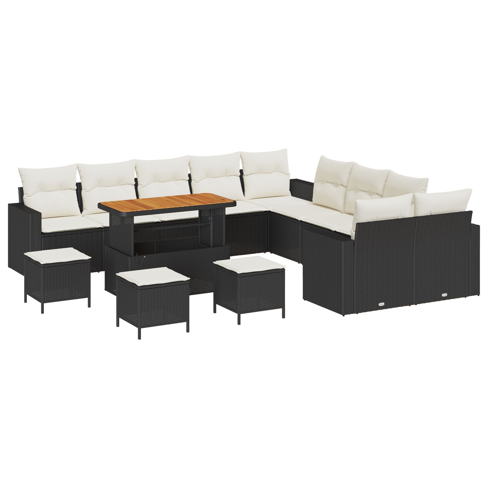 14-teiliges Garten-Sofa-Set mit Kissen Schwarz Poly Rattan Akazie, 4-teiliges Garten-Dining-Set mit Kissen Schwarz Poly Rattan Akazie 14-teiliges Garten-Sofa-Set mit Kissen Schwarz Poly Rattan Akazie, 4-teiliges Garten-Dining-Set mit Kissen Schwarz Poly Rattan Akazie