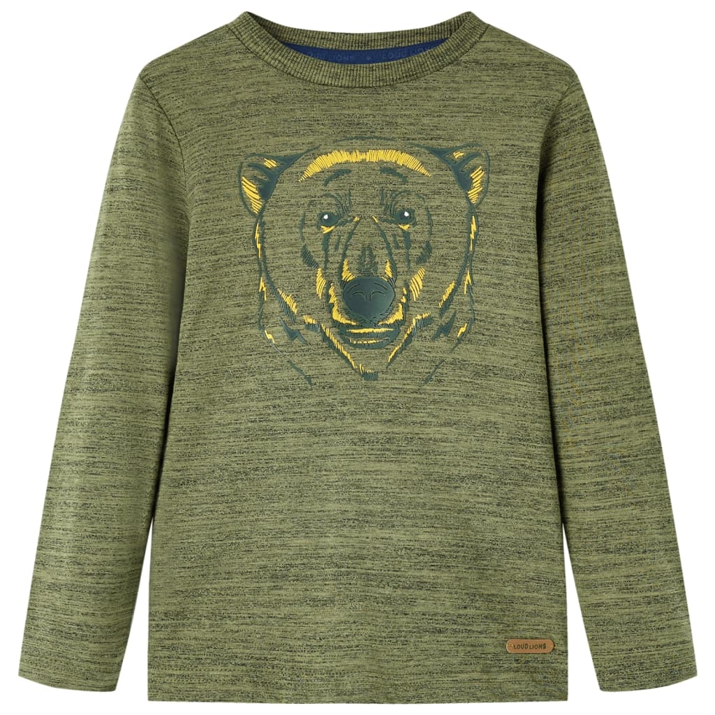 Kinder-Langarmshirt Khaki Melange 128 Kinder-Langarmshirt Khaki Melange 128