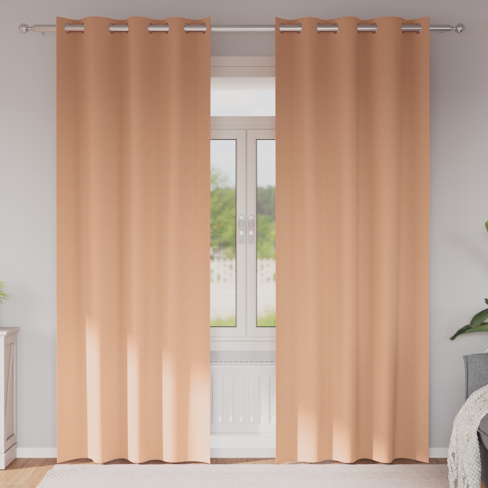 Vorhänge mit Vorhängen 2 pcs Hellbraun 245 x 140 cm Polyester