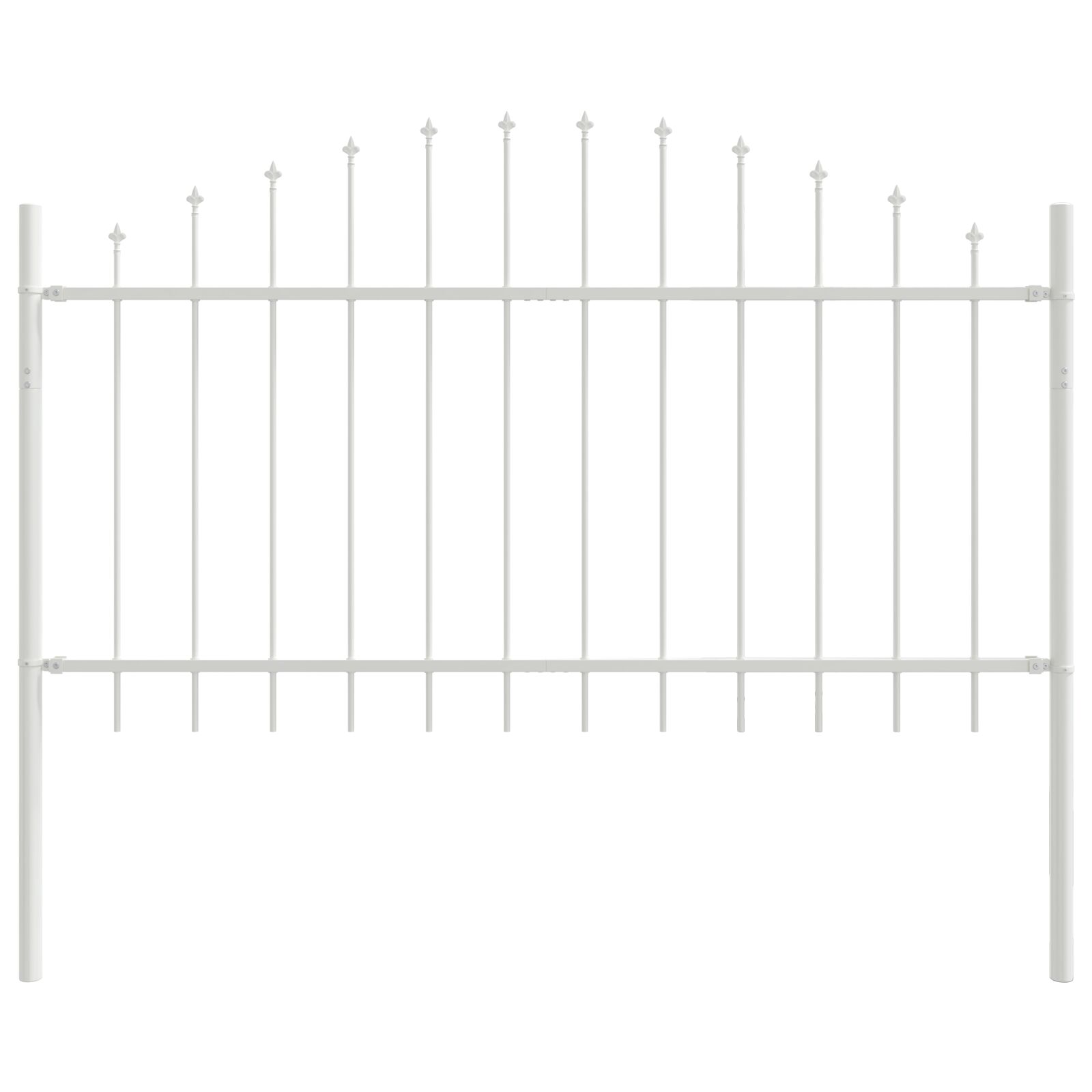 Gartenzaun mit Bogenoberteil Weiß 1,7x1 m Stahl