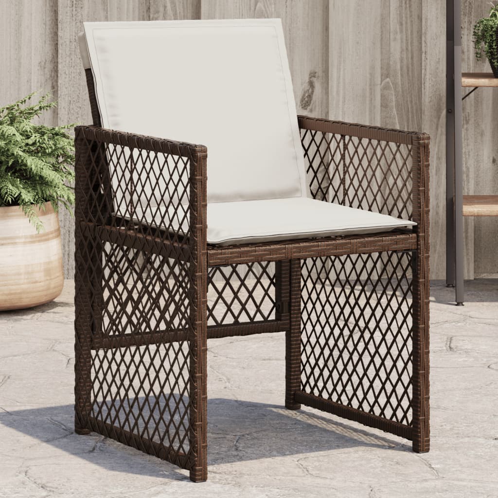Gartenstühle mit Kissen 4 Stk. Braun Poly Rattan Gartenstühle mit Kissen 4 Stk. Braun Poly Rattan