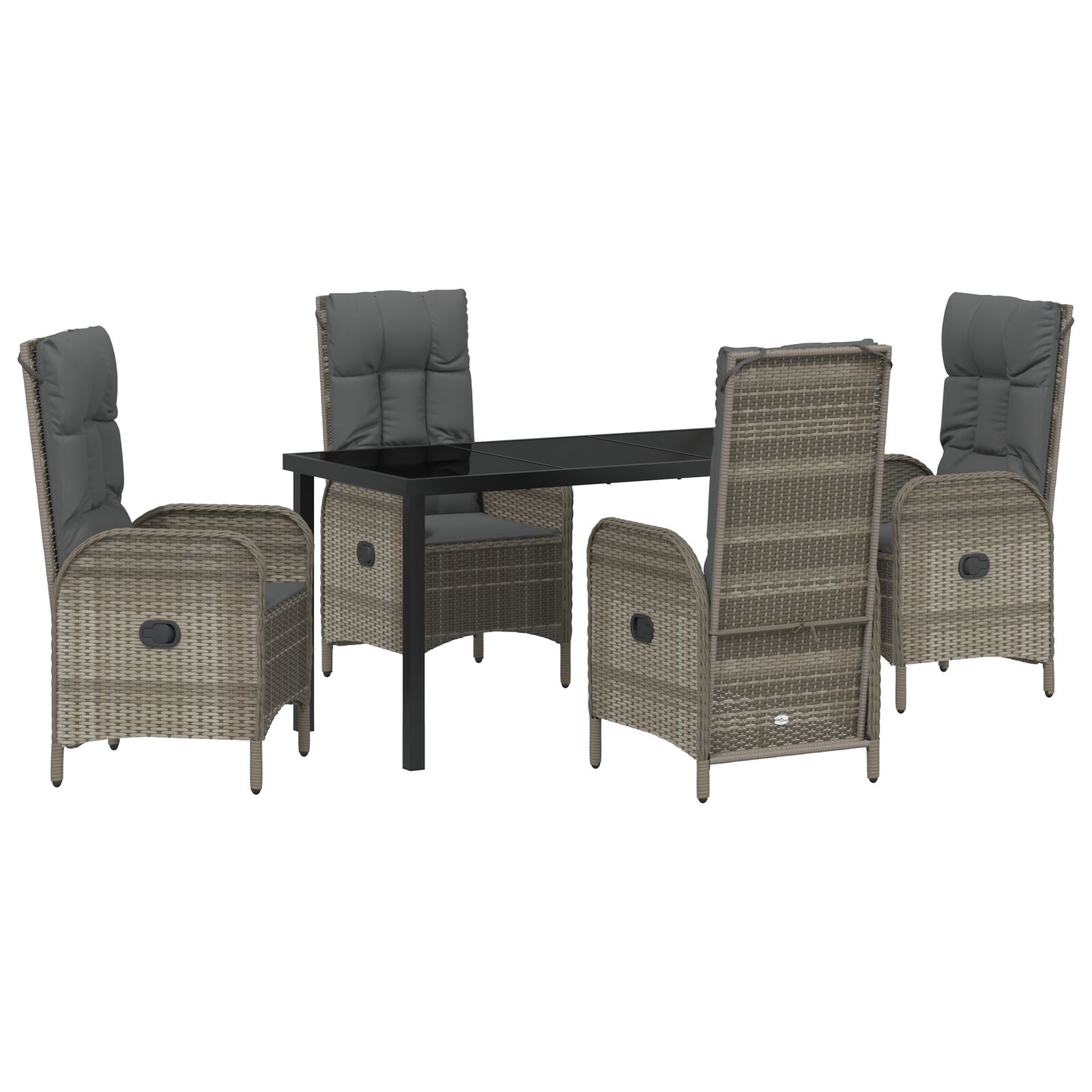 5-teiliges Garten-Dining-Set Grau Poly-Rattan