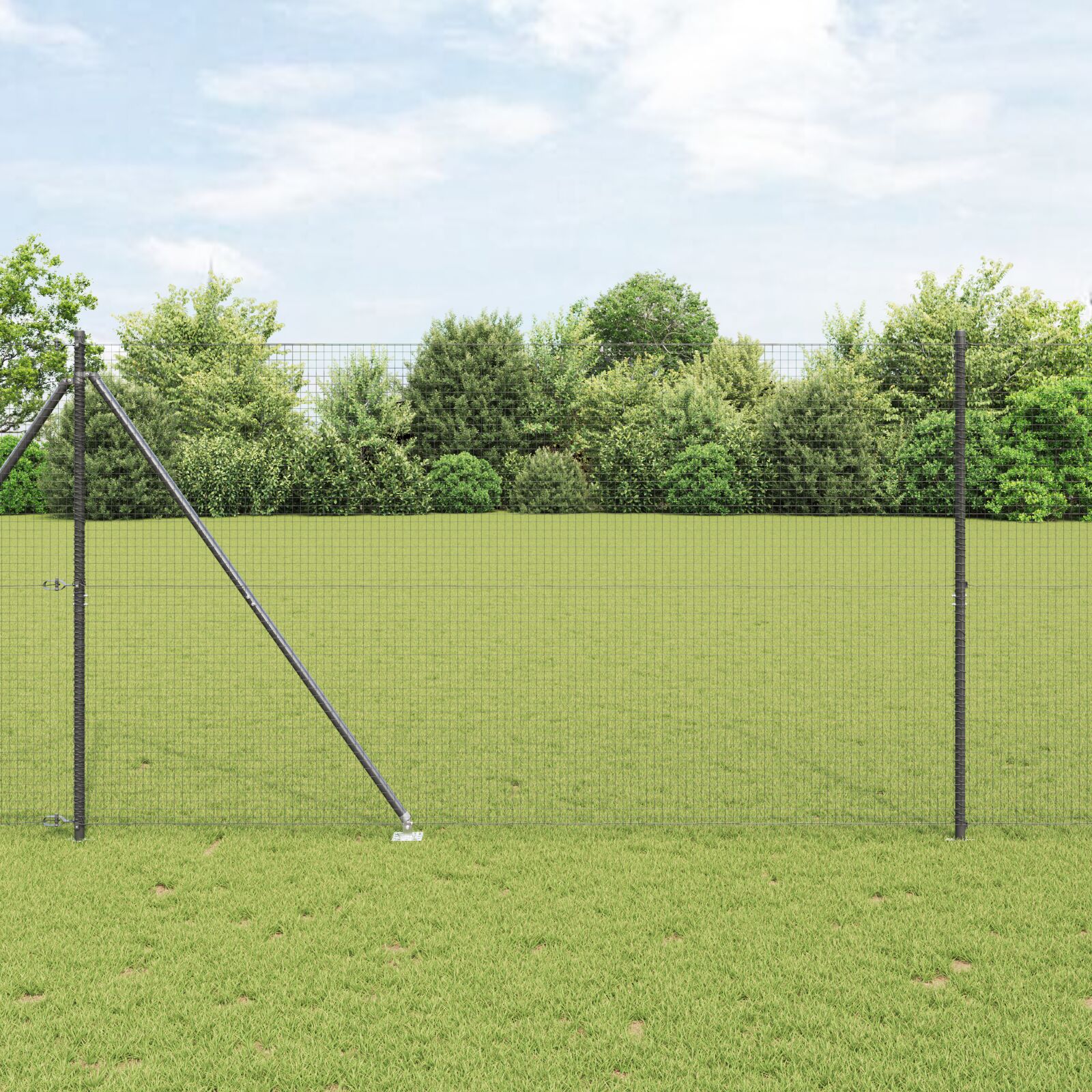 Schweißdrahtzaun mit 7 Spikepfosten Grau 1,6x10 m Stahl