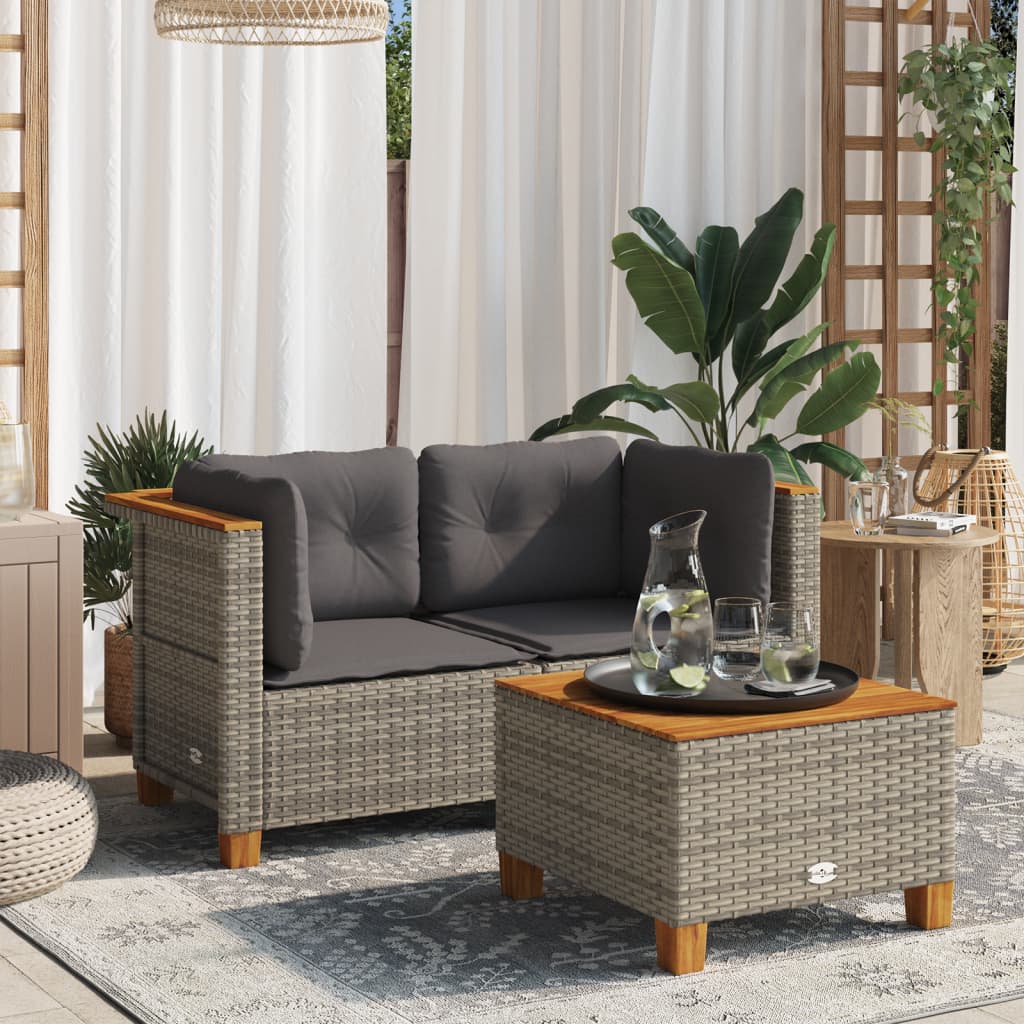 Garten-Ecksofas mit Kissen 2 Stk. Grau Poly Rattan Garten-Ecksofas mit Kissen 2 Stk. Grau Poly Rattan