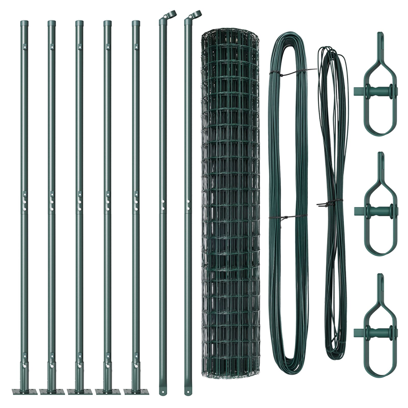 Euro Zaun mit 7 Flanschpfosten 1,6x10 m Galvanisierter Stahl