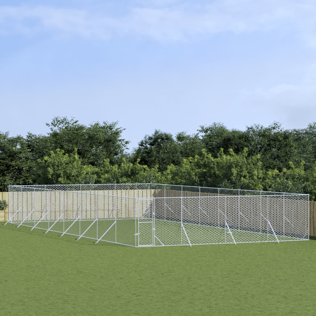 Outdoor-Hundezwinger Silbern 8x16x2 m Verzinkter Stahl Outdoor-Hundezwinger Silbern 8x16x2 m Verzinkter Stahl