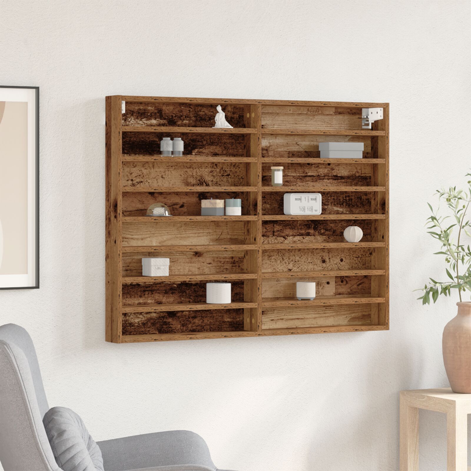 Vitrinenschrank Altholz 100x8,5x75 cm Holzwerkstoff
