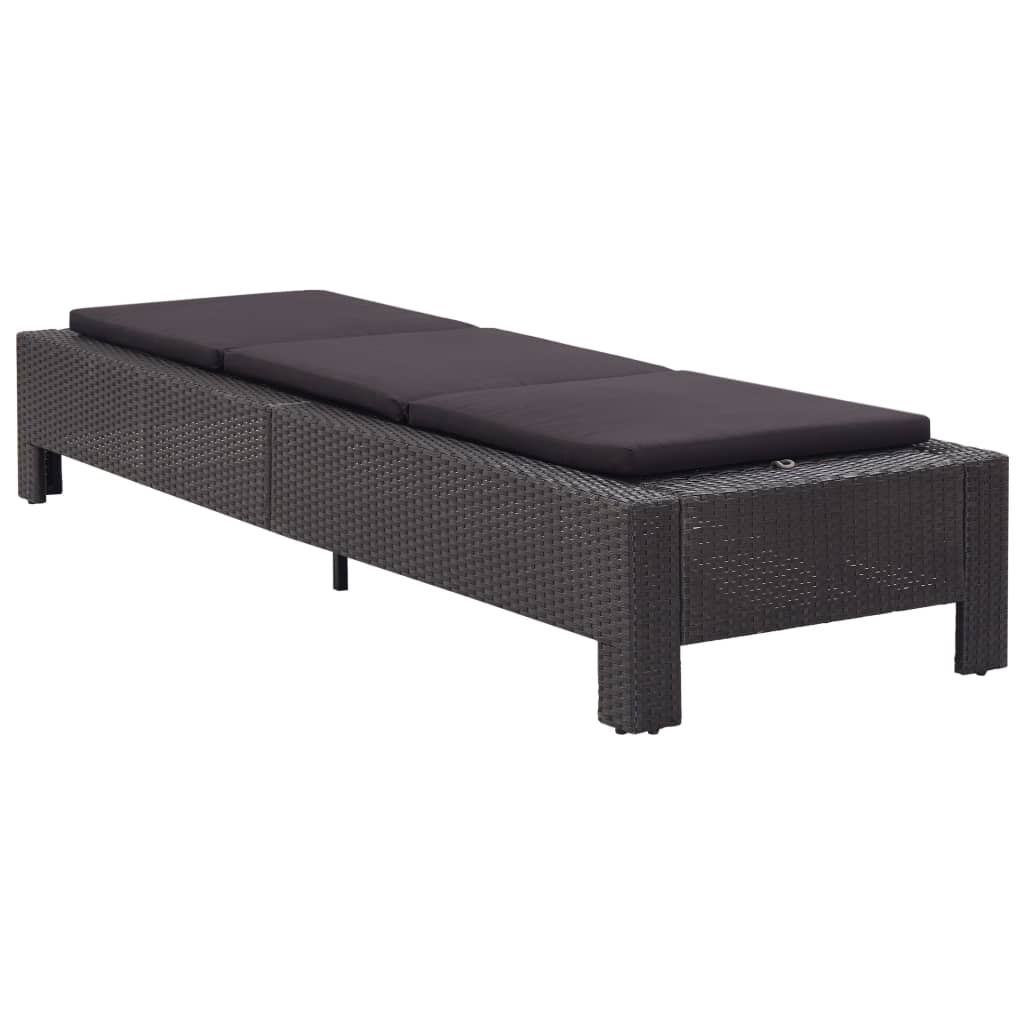 Sonnenliege mit Auflage Schwarz Poly Rattan Sonnenliege mit Auflage Schwarz Poly Rattan