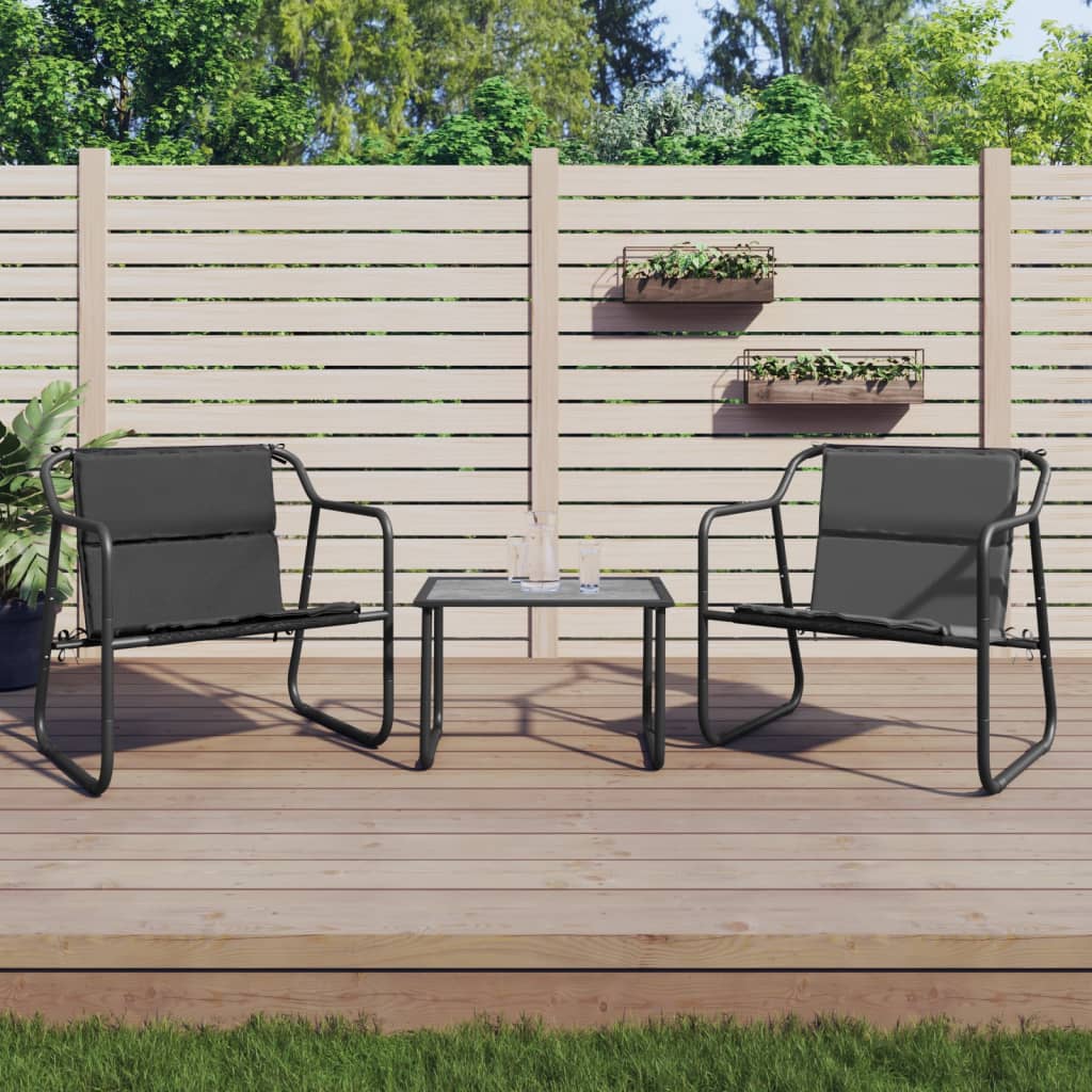 3-tlg. Garten-Lounge-Set mit Kissen Anthrazit Stahl 3-tlg. Garten-Lounge-Set mit Kissen Anthrazit Stahl