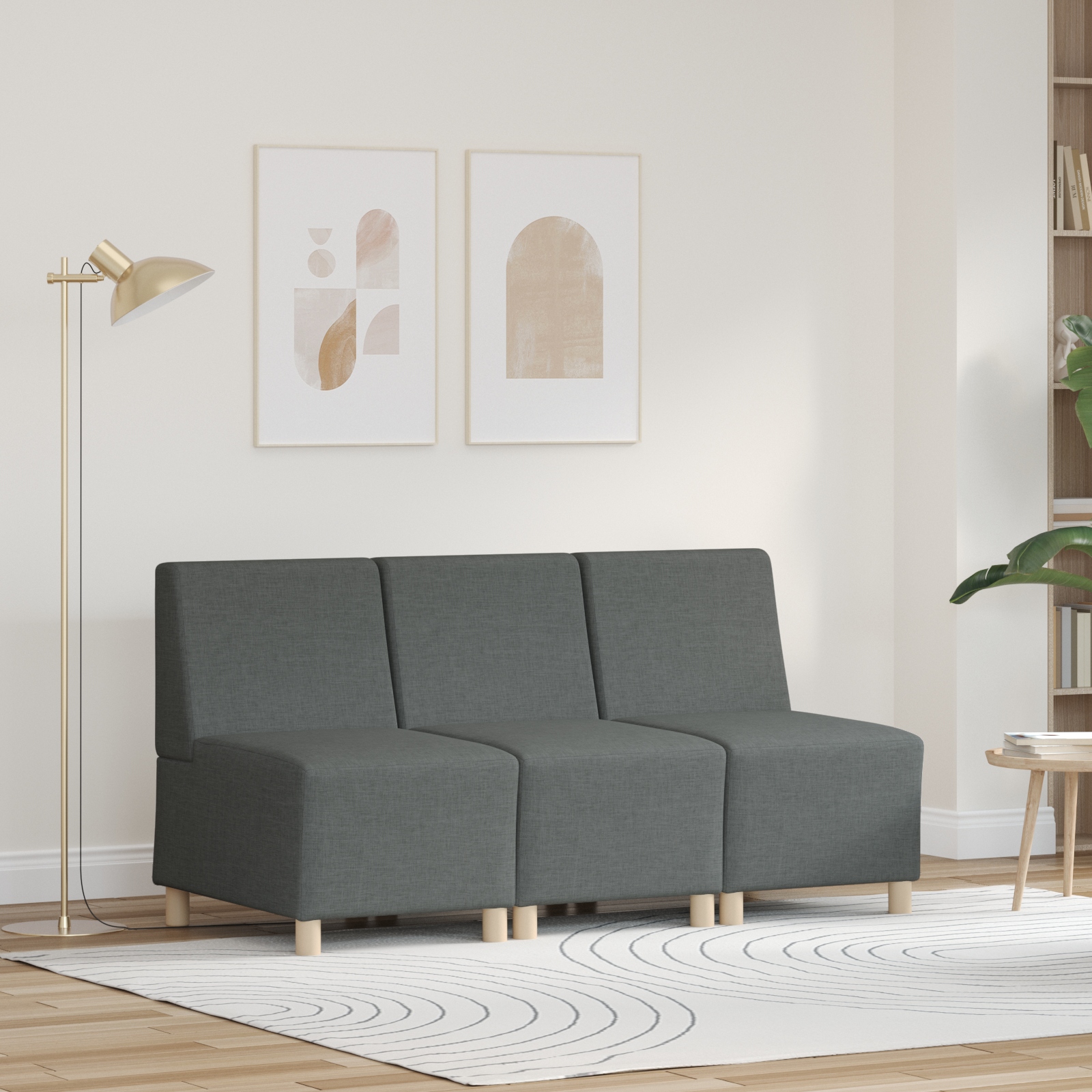 Sofa Stuhl Hellgrau 55 cm Stoff 3 pcs Dunkelgrau Sofa Stuhl Hellgrau 55 cm Stoff 3 pcs Dunkelgrau