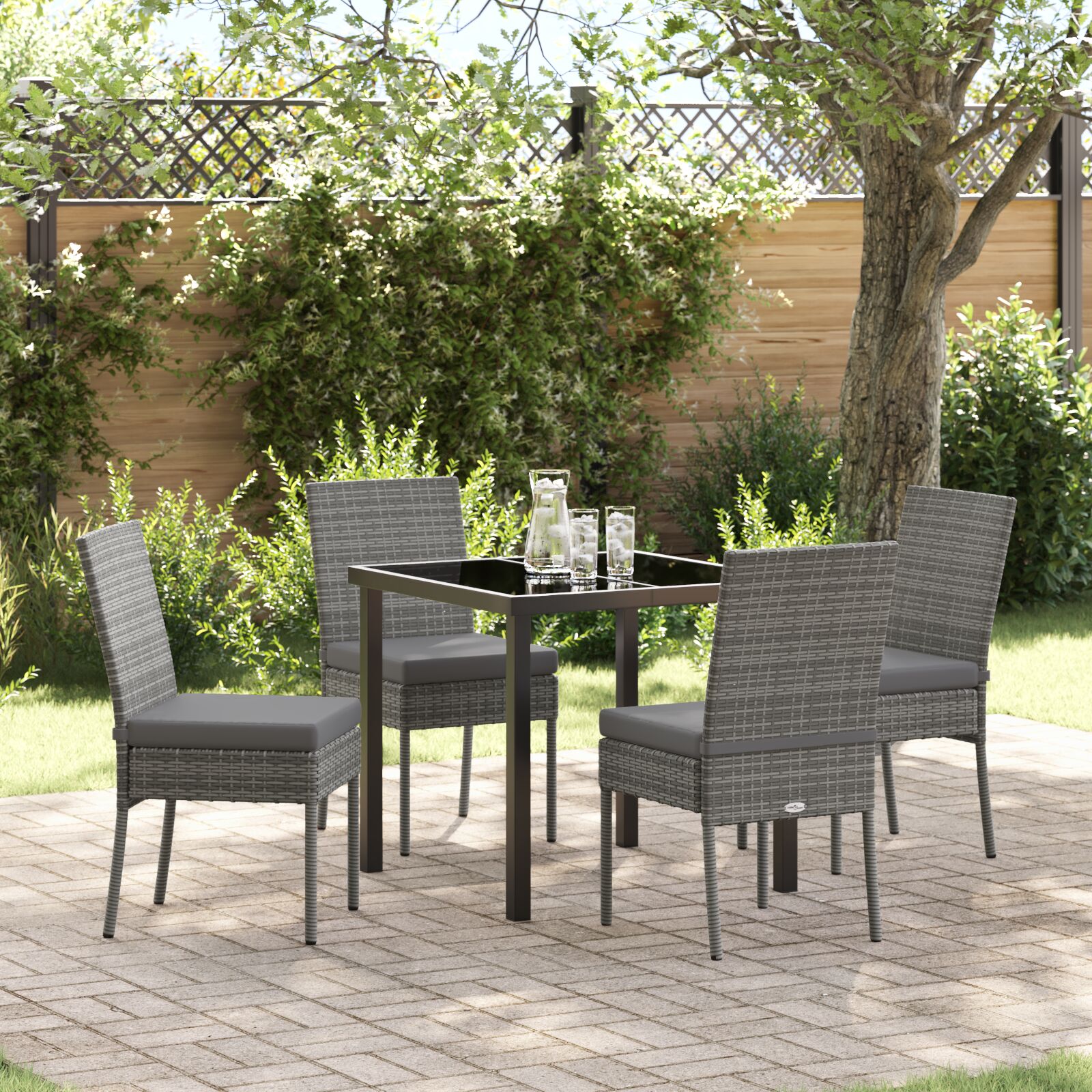 5-teiliges Garten-Essset Grau Poly-Rattan 5-teiliges Garten-Essset Grau Poly-Rattan