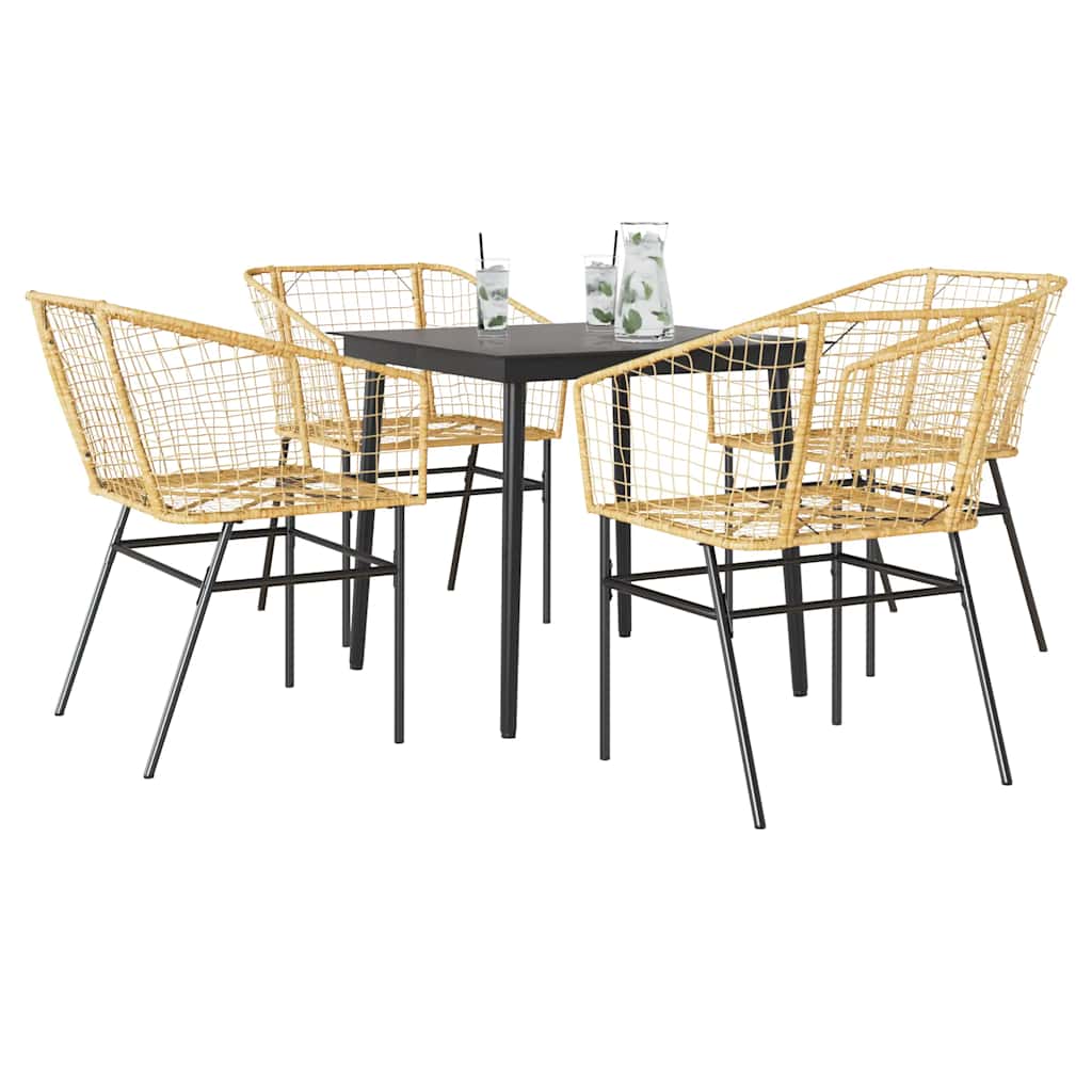 vidaXL 5-teiliges Garten-Esszimmerset Braunes Polyrattanglas vidaXL 5-teiliges Garten-Esszimmerset Braunes Polyrattanglas