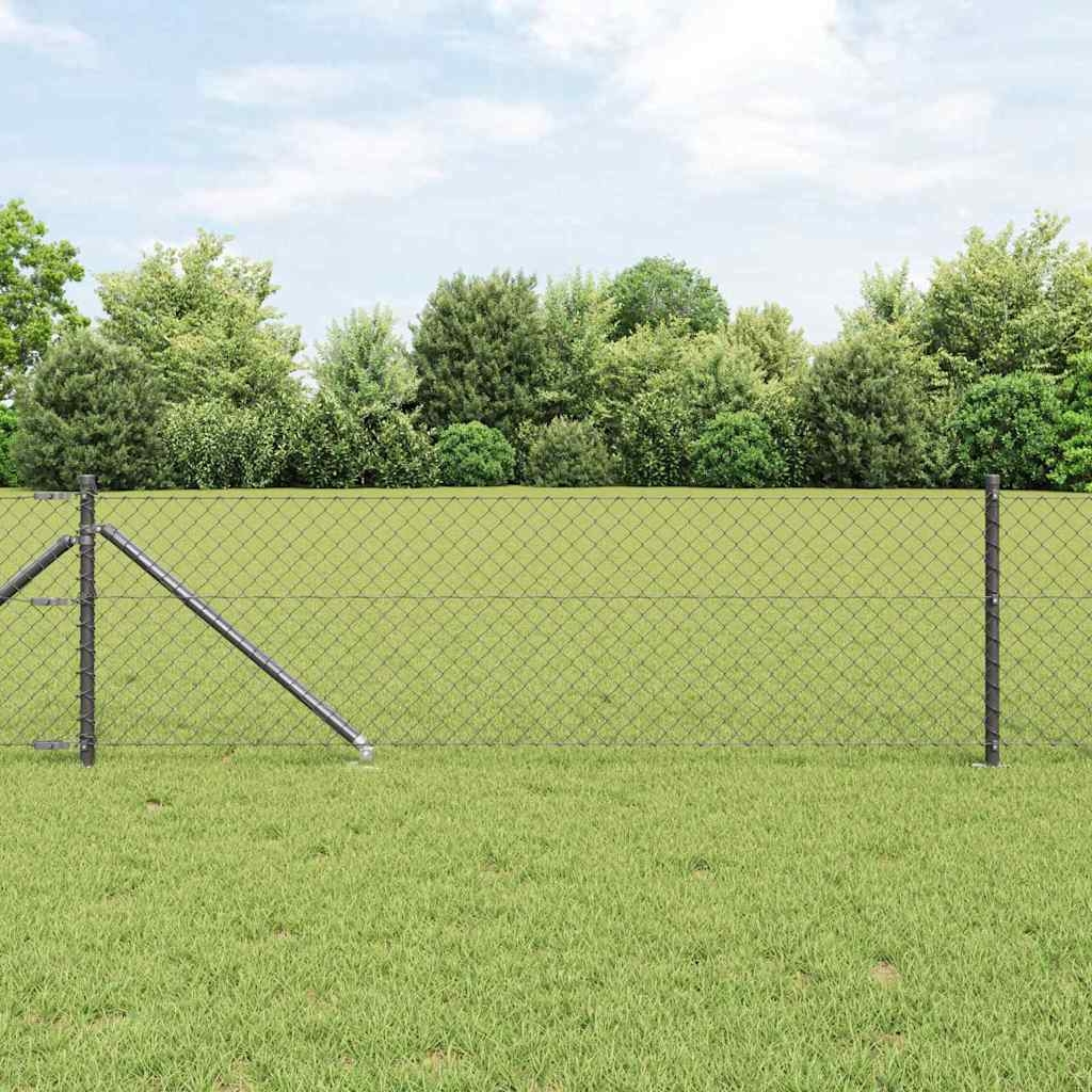 Zaunpfostenset Grau 0.8 x 10 m Verzinkter Stahl