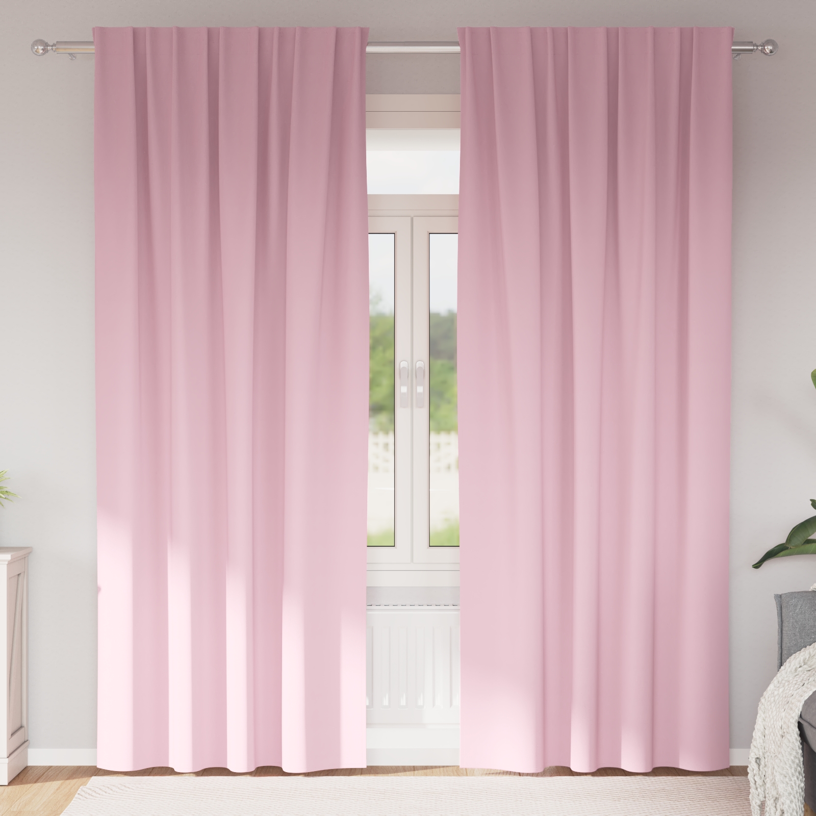 Vorhänge mit Vorhängen 2 pcs Baby Pink 245 x 140 cm Polyester