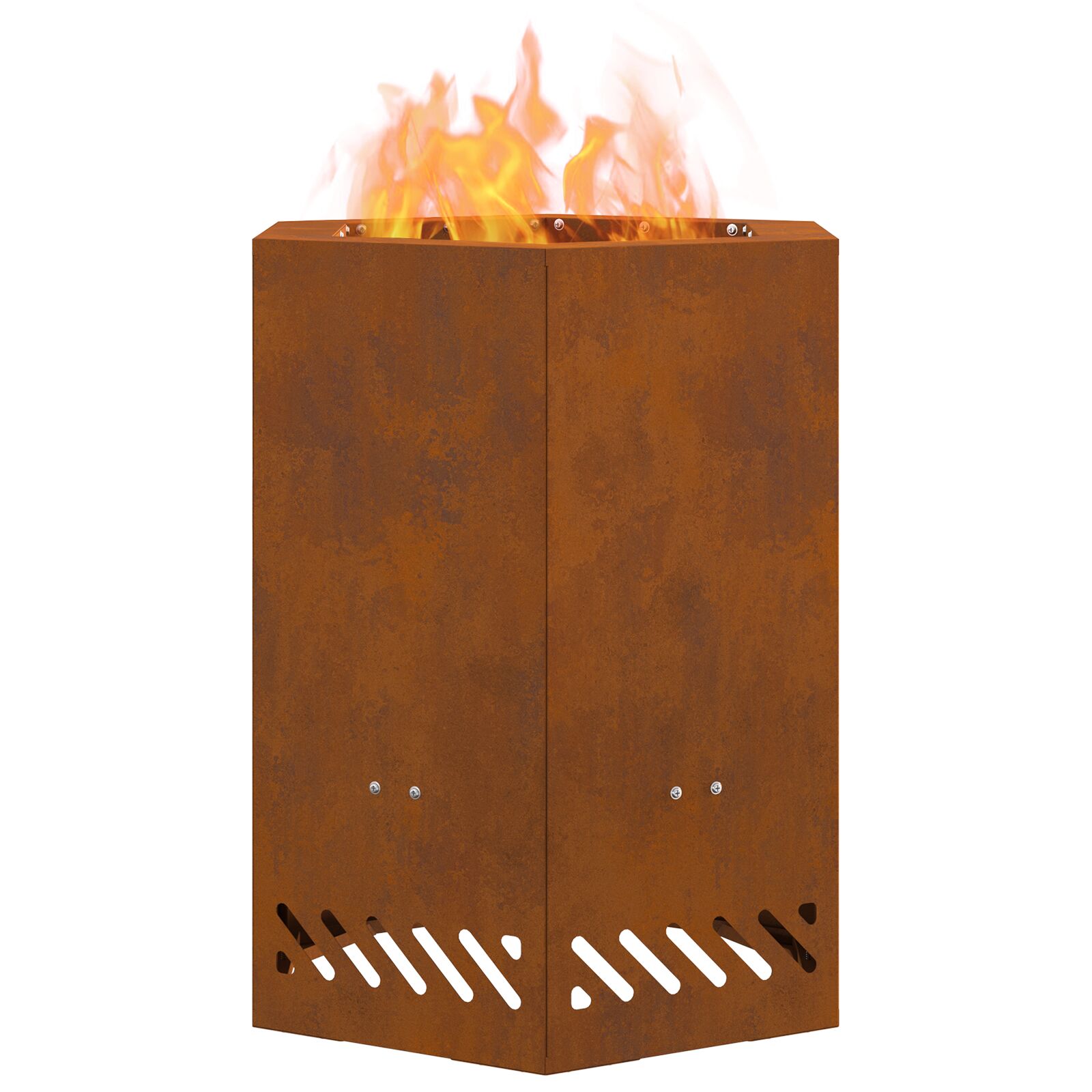 vidaXL rauchfreier Feuerring hexagonal 38x38x51 cm wetterfester Stahl