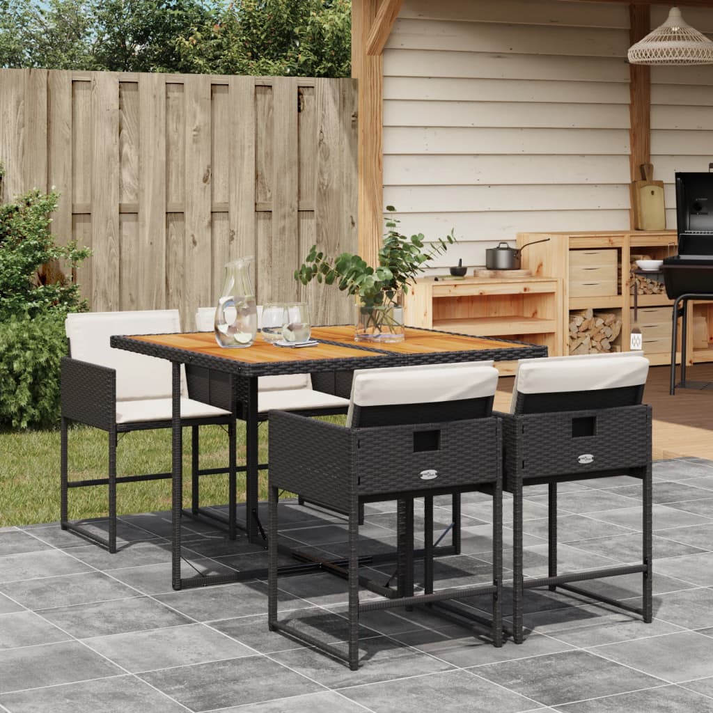5-tlg. Garten-Essgruppe mit Kissen Schwarz Poly Rattan 5-tlg. Garten-Essgruppe mit Kissen Schwarz Poly Rattan