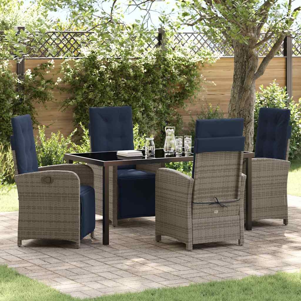 5-teiliges Garten-Ess-Set in Grau aus Poly-Rattan 5-teiliges Garten-Ess-Set in Grau aus Poly-Rattan