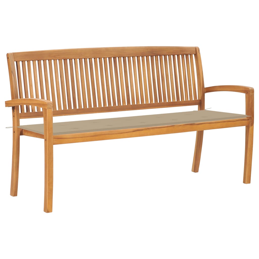 Stapelbare Gartenbank mit Auflage 159 cm Massivholz Teak Stapelbare Gartenbank mit Auflage 159 cm Massivholz Teak