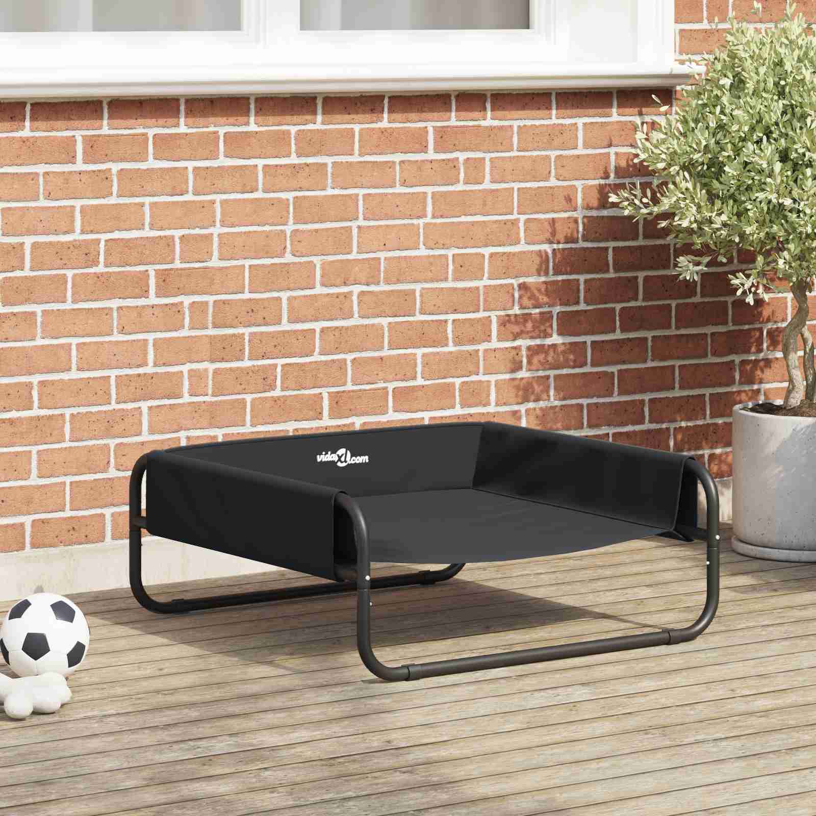 Erhöhtes Hundebett Schwarz ML Oxford Stoff und Stahl Erhöhtes Hundebett Schwarz ML Oxford Stoff und Stahl