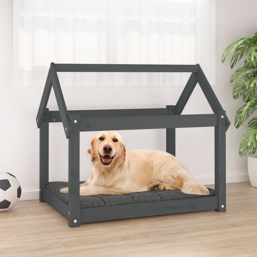 Hundebett Grau 81x60x70 cm Massivholz Kiefer Hundebett Grau 81x60x70 cm Massivholz Kiefer
