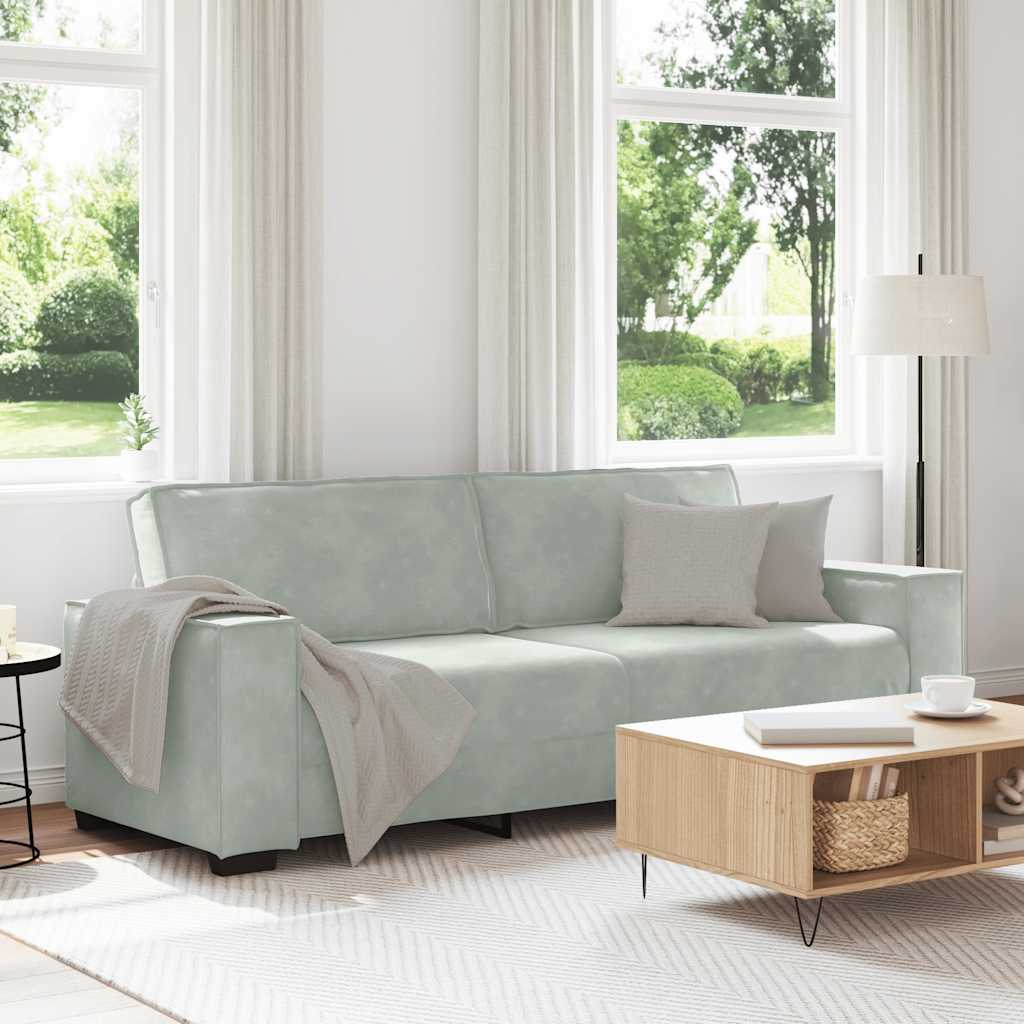 3-Sitzer-Sofa Hellgrau 180 cm Samt 3-Sitzer-Sofa Hellgrau 180 cm Samt