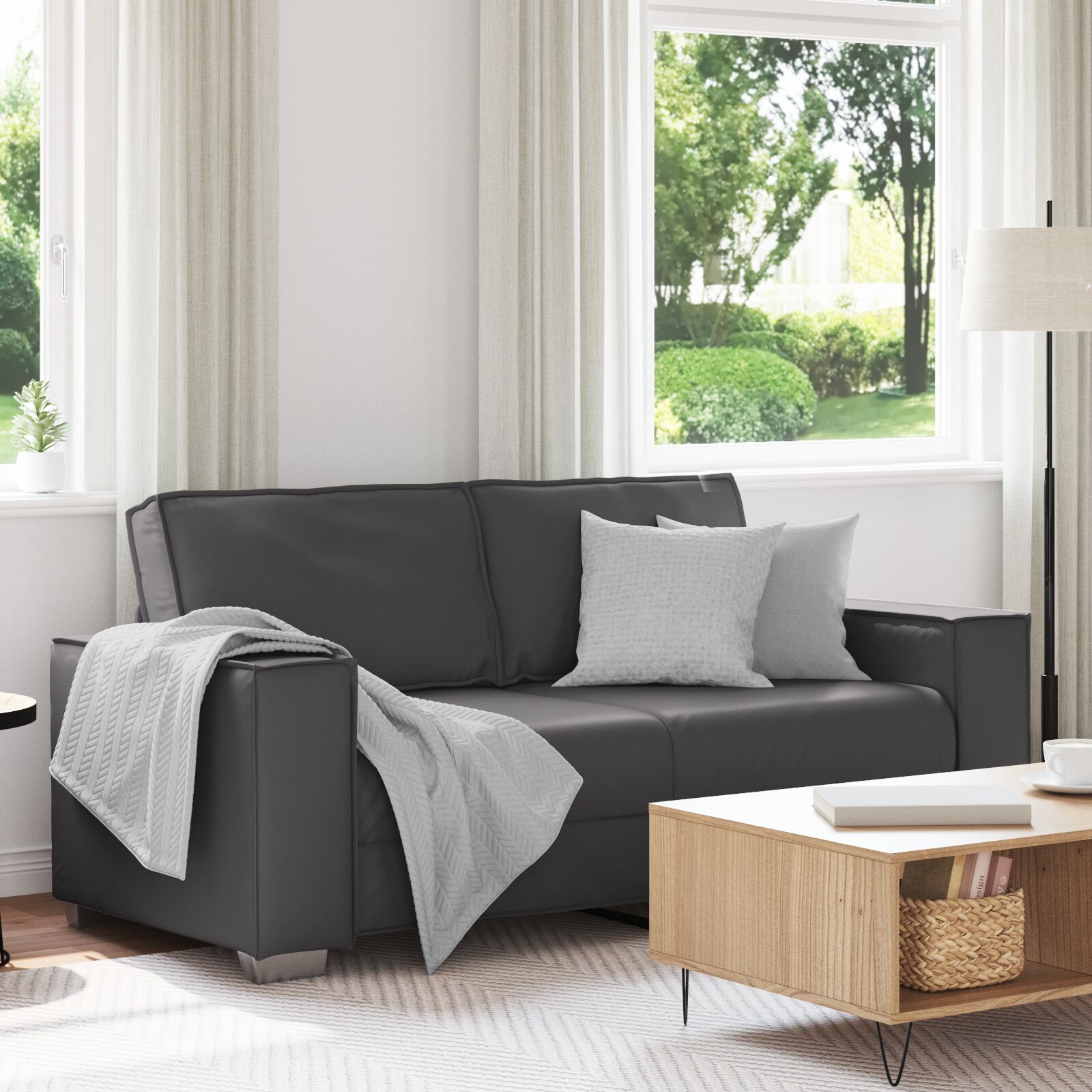 vidaXL Loveseat Sofa Grau 140 cm Kunstleder vidaXL Loveseat Sofa Grau 140 cm Kunstleder
