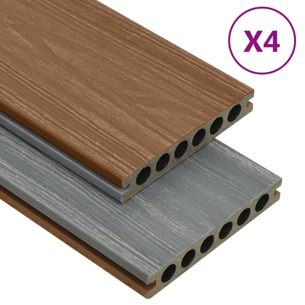 WPC Terrassendielen mit Zubehör Braun und Grau 10 m² 4 m