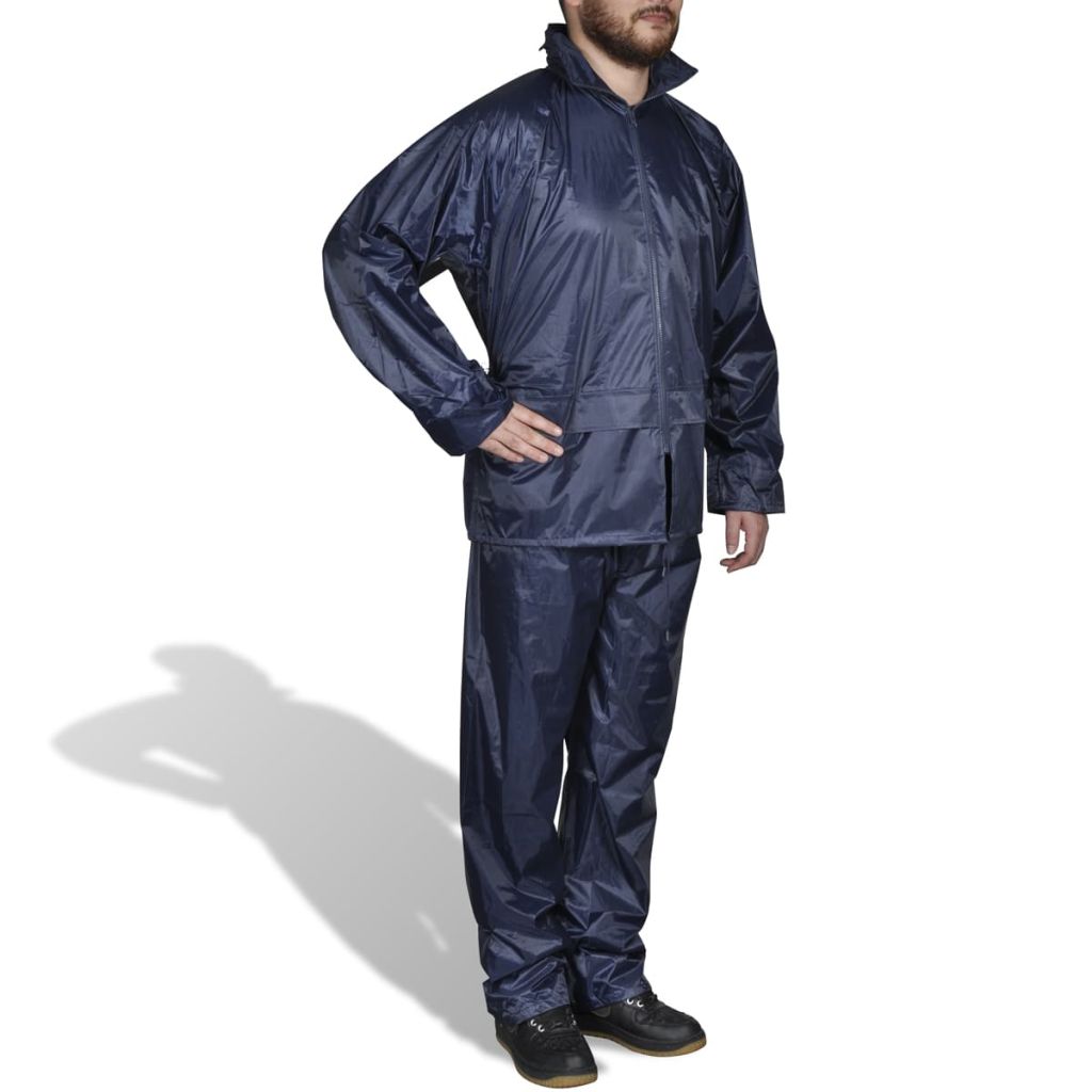 Blaue Regenbekleidung für Männer 2-teilig mit Kapuze Größe XL