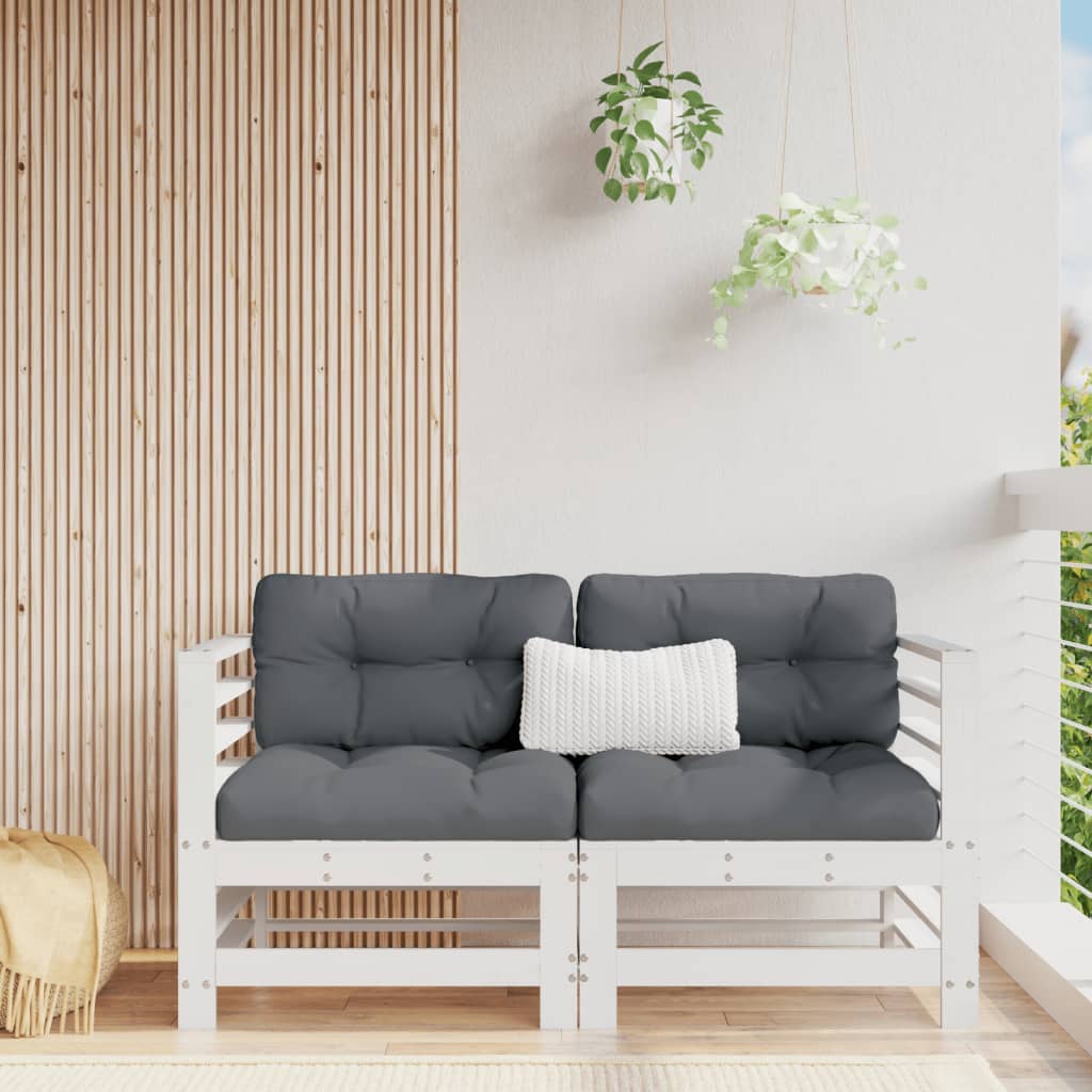 Ecksofas mit Kissen 2 Stk. Weiß Massivholz Kiefer Ecksofas mit Kissen 2 Stk. Weiß Massivholz Kiefer