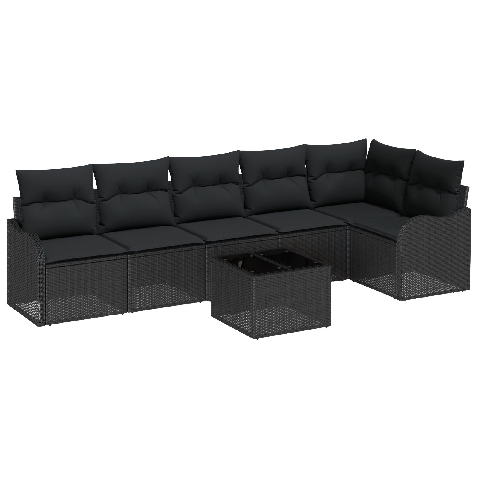 7-teiliges Garten Sofa Set mit Kissen Beige Poly Rattan, 2-Sitzer Garten Sofa mit Stauraum & Kissen Schwarzes Poly Rattan 7-teiliges Garten Sofa Set mit Kissen Beige Poly Rattan, 2-Sitzer Garten Sofa mit Stauraum & Kissen Schwarzes Poly Rattan