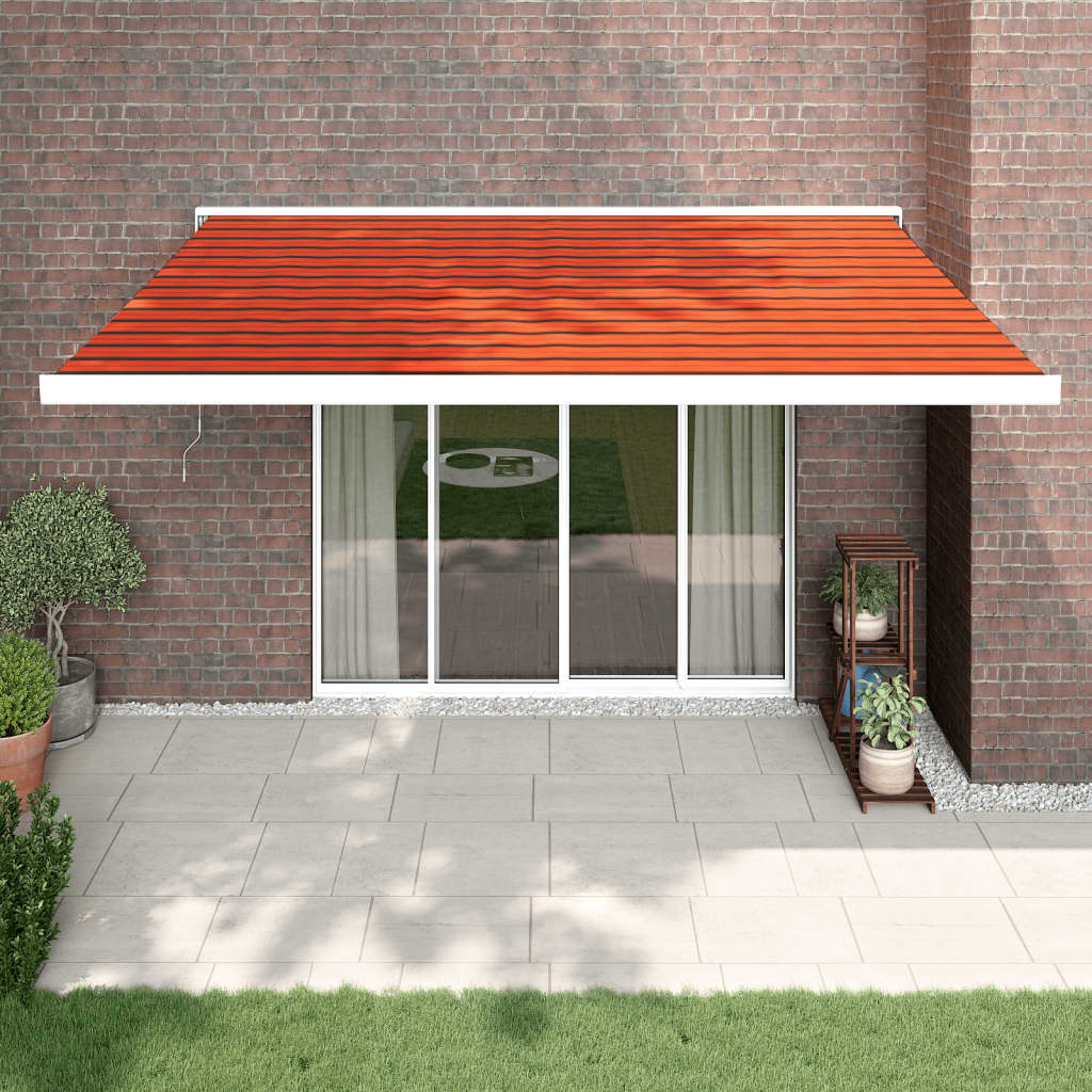 Markise Einziehbar Orange und Braun 4x3 m Stoff & Aluminium