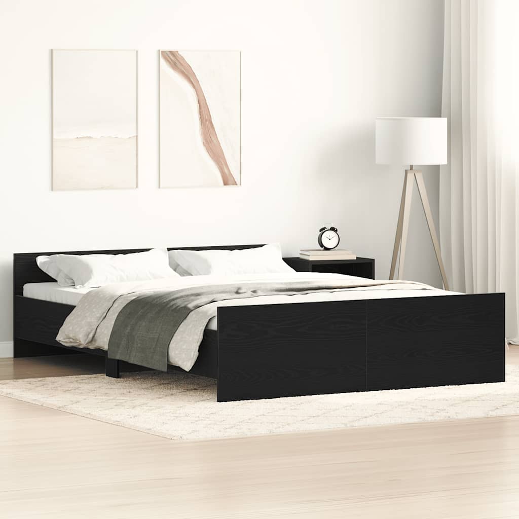 Bettgestell ohne Matratze Schwarz Eichen-Optik 140x200 cm