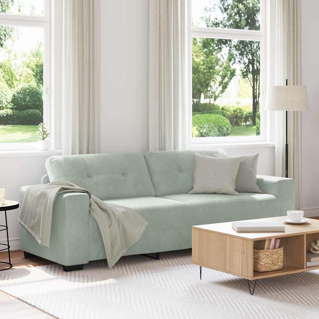 3-Sitzer-Sofa Hellgrau 180 cm Samt 3-Sitzer-Sofa Hellgrau 180 cm Samt