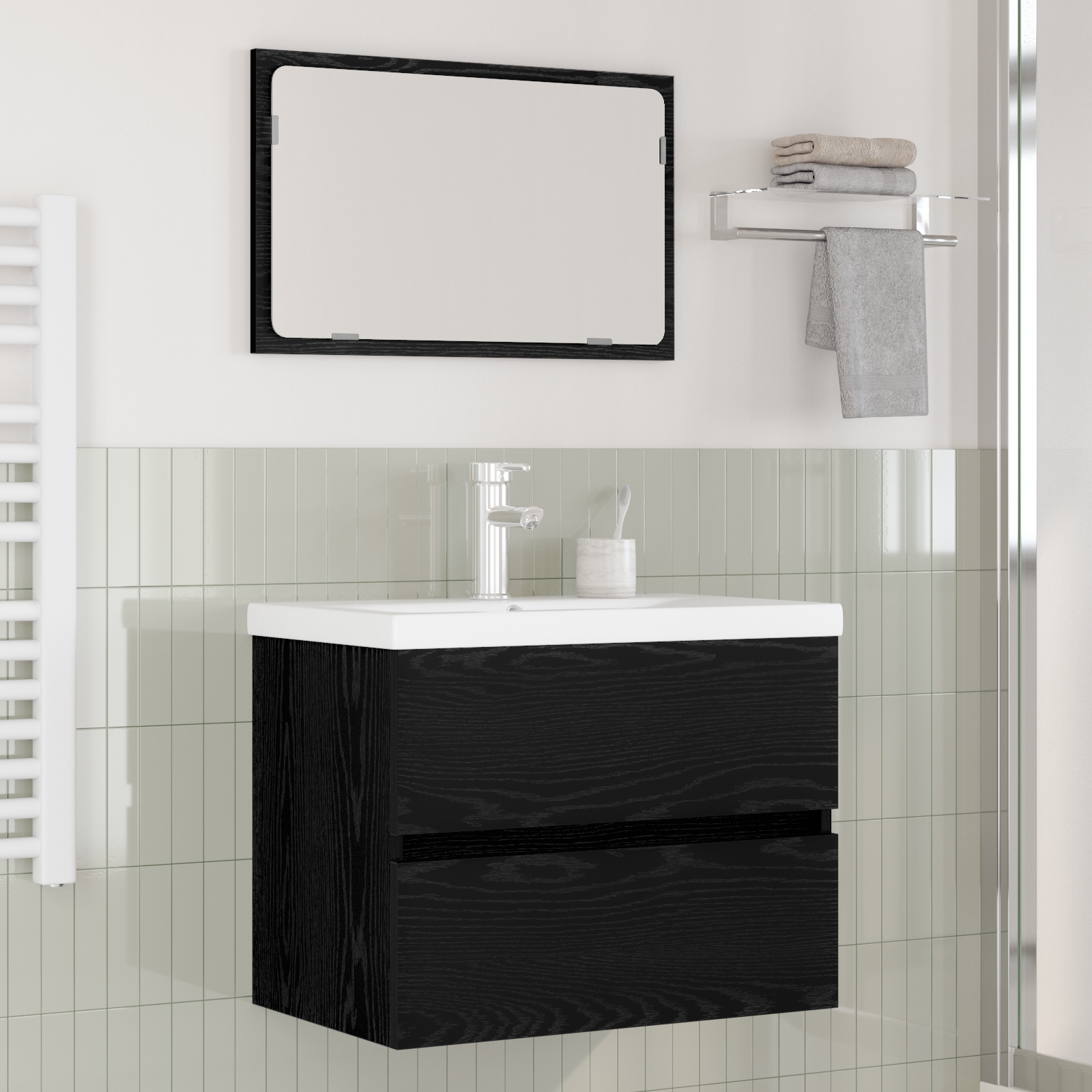 Badezimmermöbel Set 3 pcs Eiche handwerklich 60 x 38.5 x 45 cm