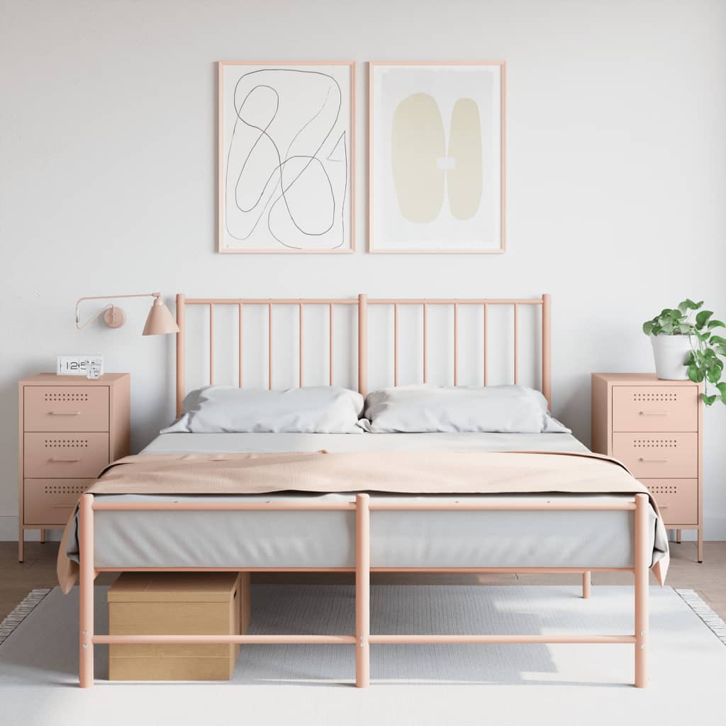 Nachttische 2 Stk. Rosa 36x39x68 cm Kaltgewalzter Stahl