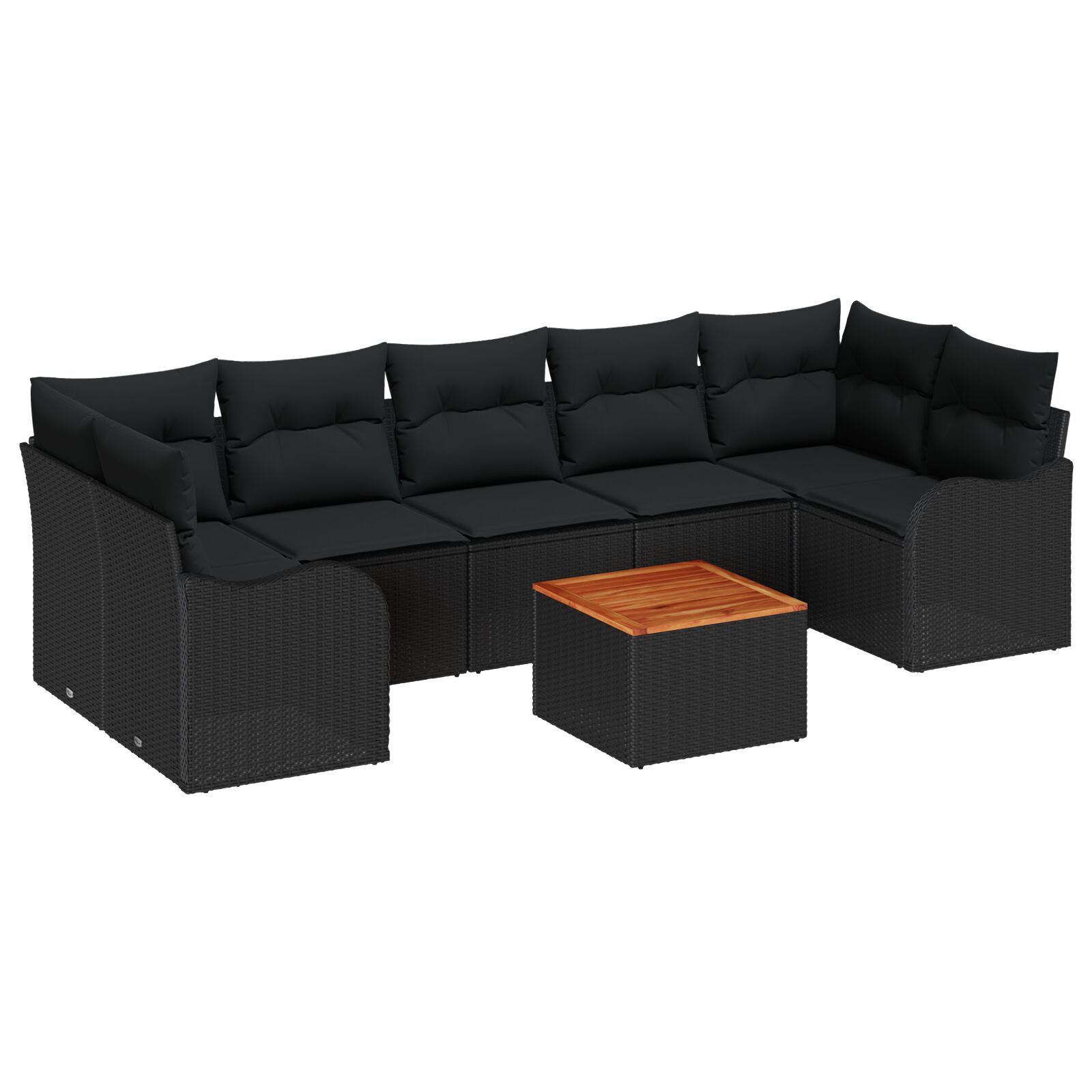 8-teiliges Garten Sofa Set mit Kissen Schwarz Poly Rattan Akazie, 2-Sitzer Garten Sofa mit Kissen Schwarz Poly Rattan 8-teiliges Garten Sofa Set mit Kissen Schwarz Poly Rattan Akazie, 2-Sitzer Garten Sofa mit Kissen Schwarz Poly Rattan